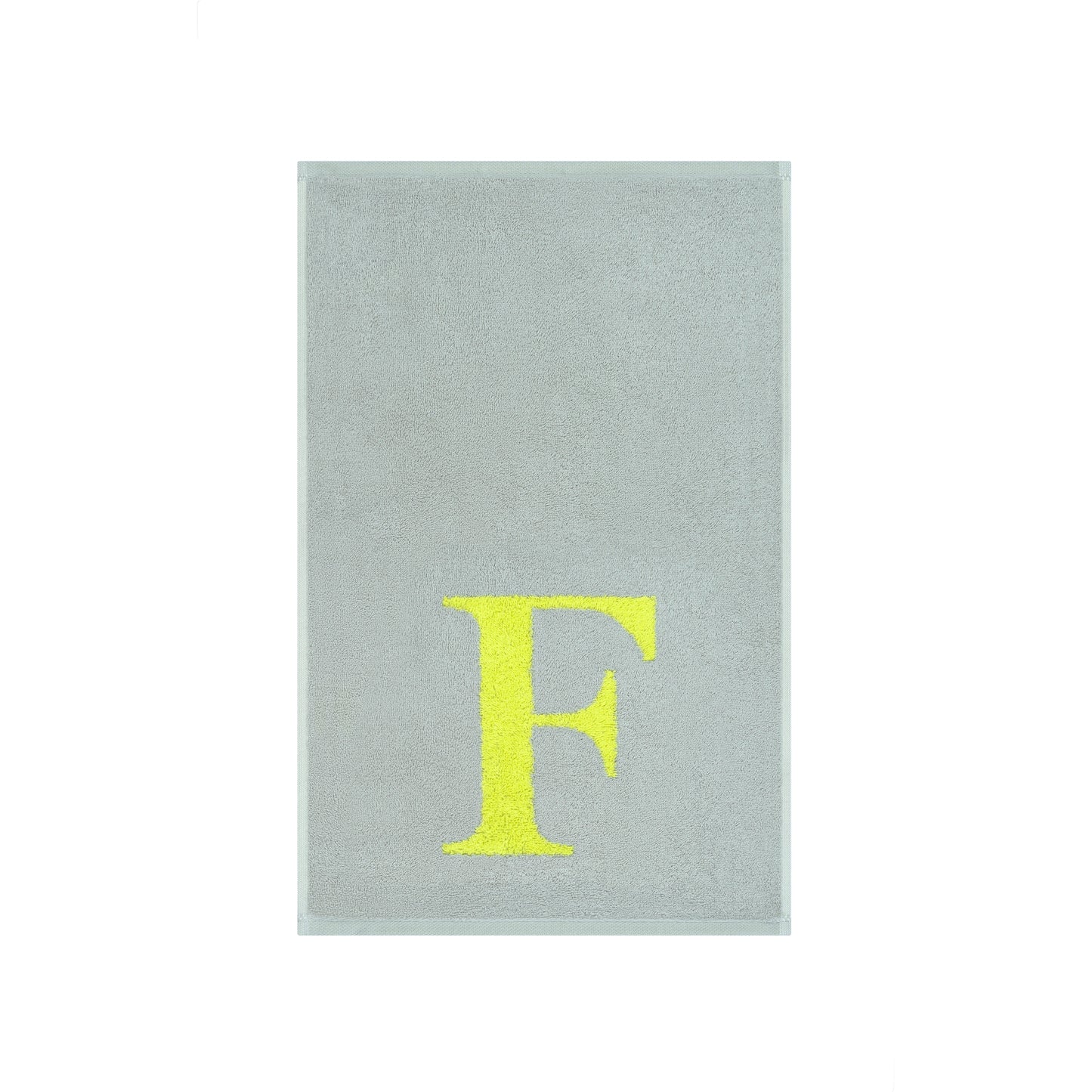 2er Set - Kleines Handtuch mit Buchstabe "F" – Silber / Lime