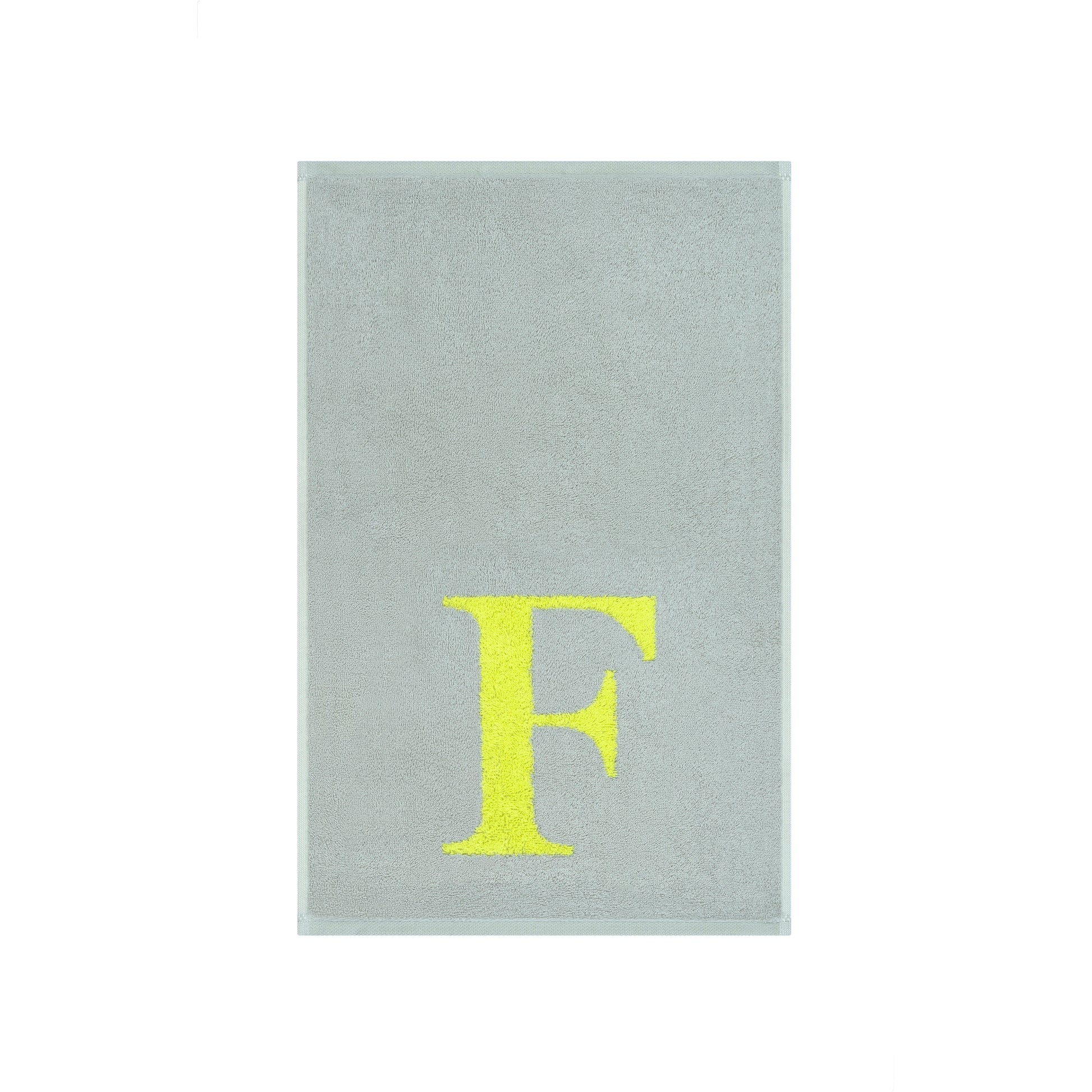 2er Set - Kleines Handtuch mit Buchstabe "F" – Silber / Lime