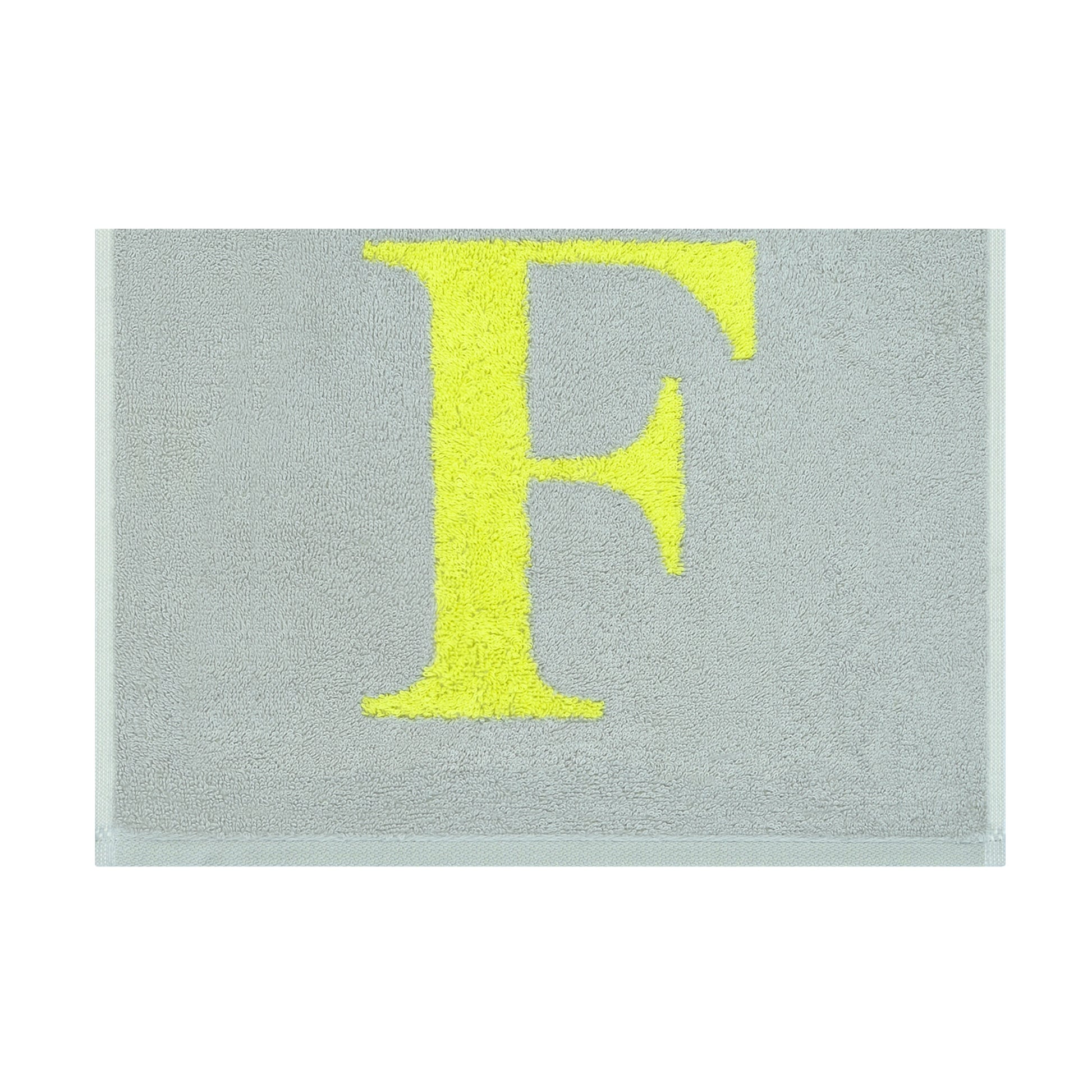 2er Set - Kleines Handtuch mit Buchstabe "F" – Silber / Lime