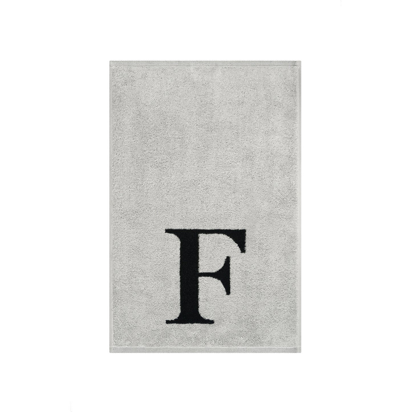 2er Set - Kleines Handtuch mit Buchstabe "F" – Silber / Schwarz