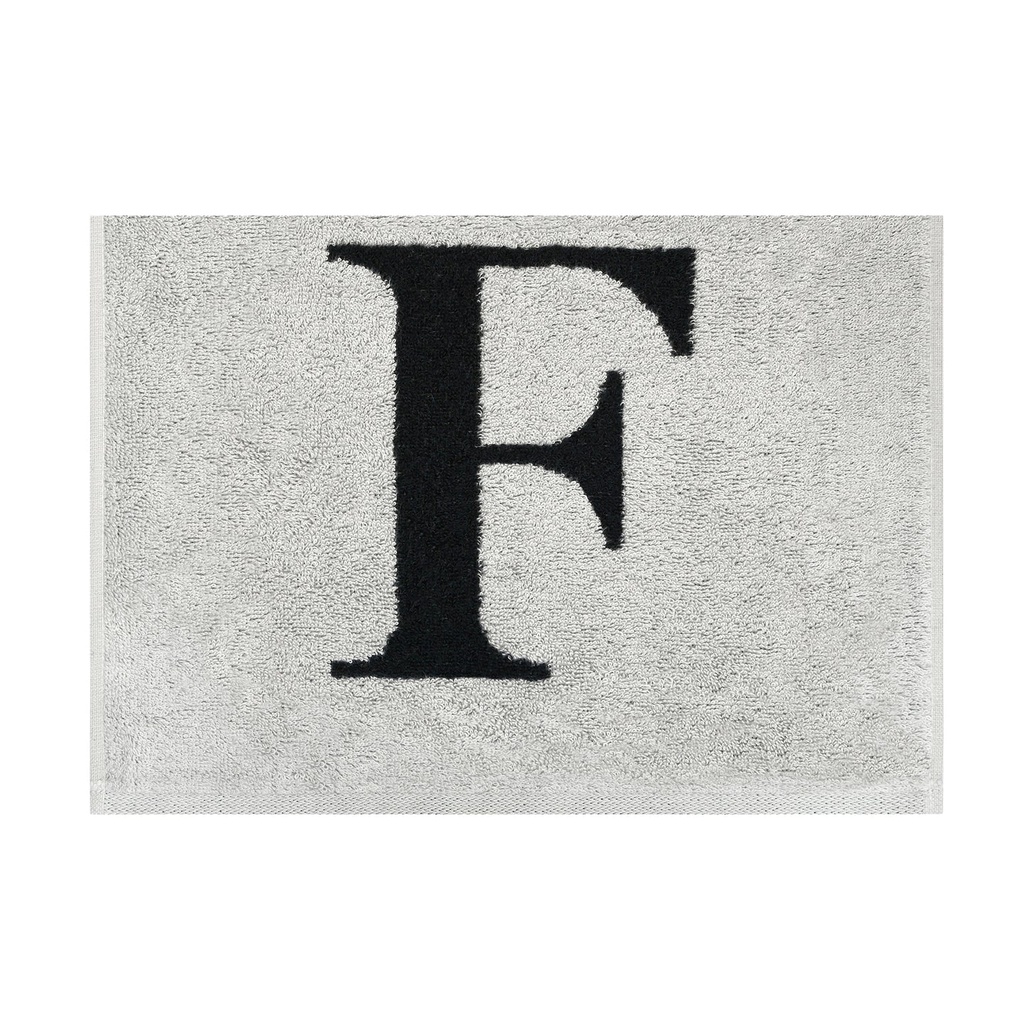 2er Set - Kleines Handtuch mit Buchstabe "F" – Silber / Schwarz