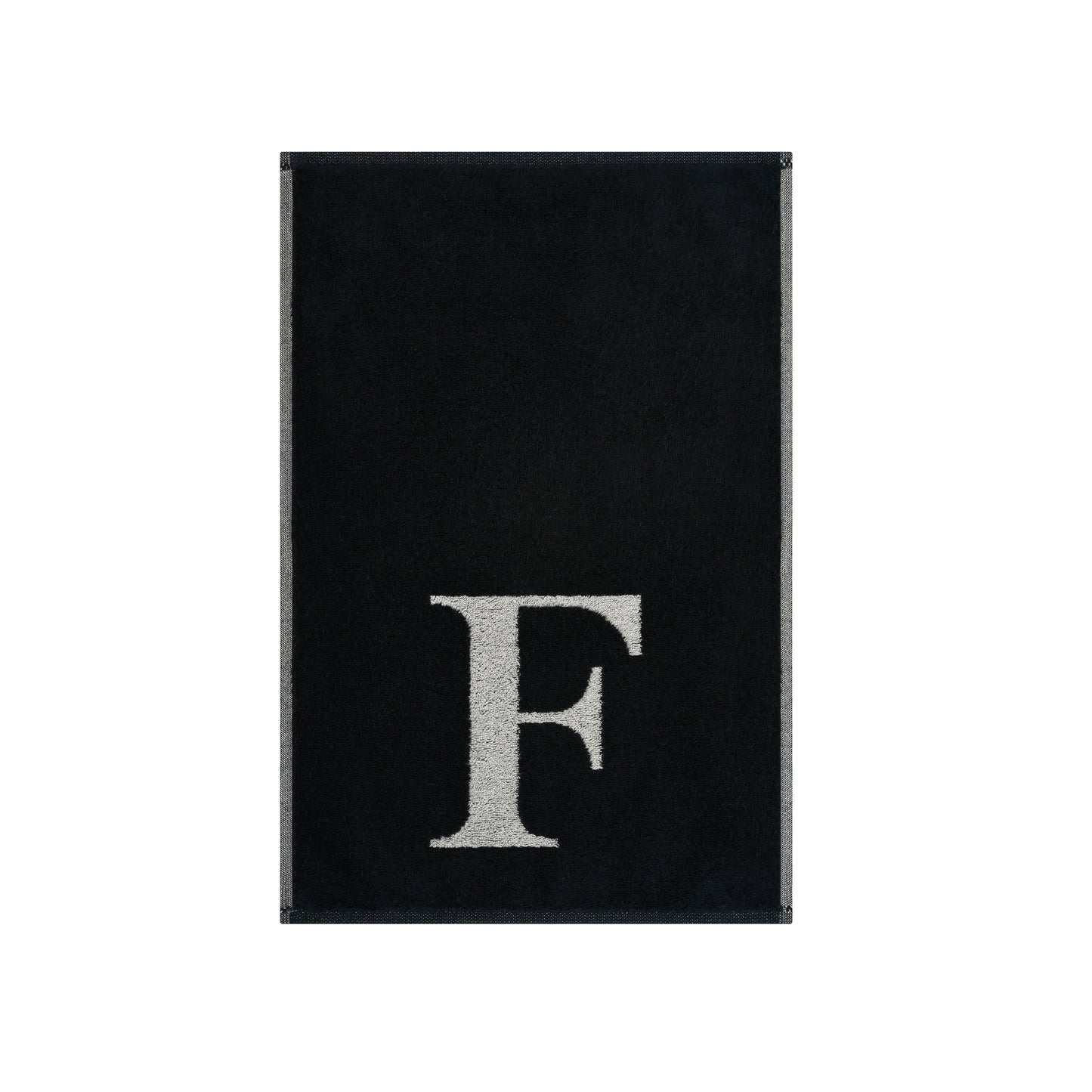 2er Set - Kleines Handtuch mit Buchstabe "F" – Silber / Schwarz