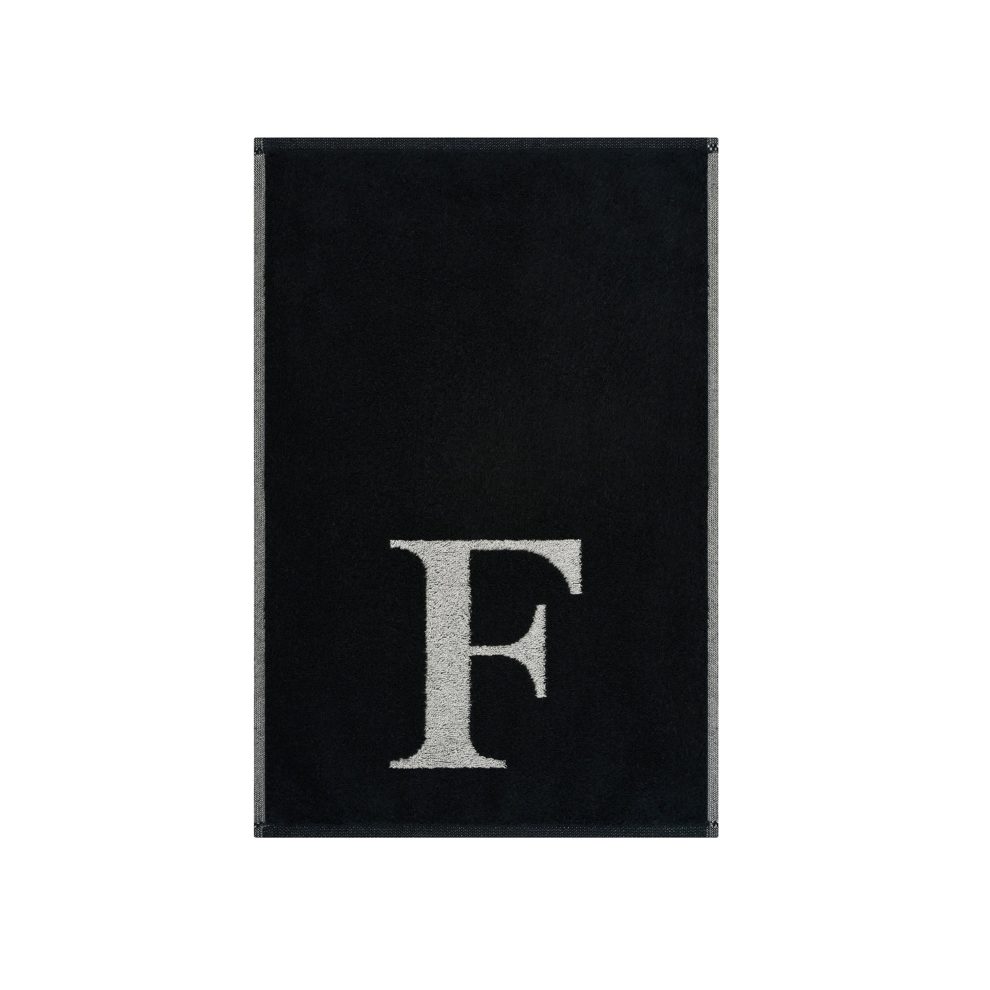 2er Set - Kleines Handtuch mit Buchstabe "F" – Silber / Schwarz
