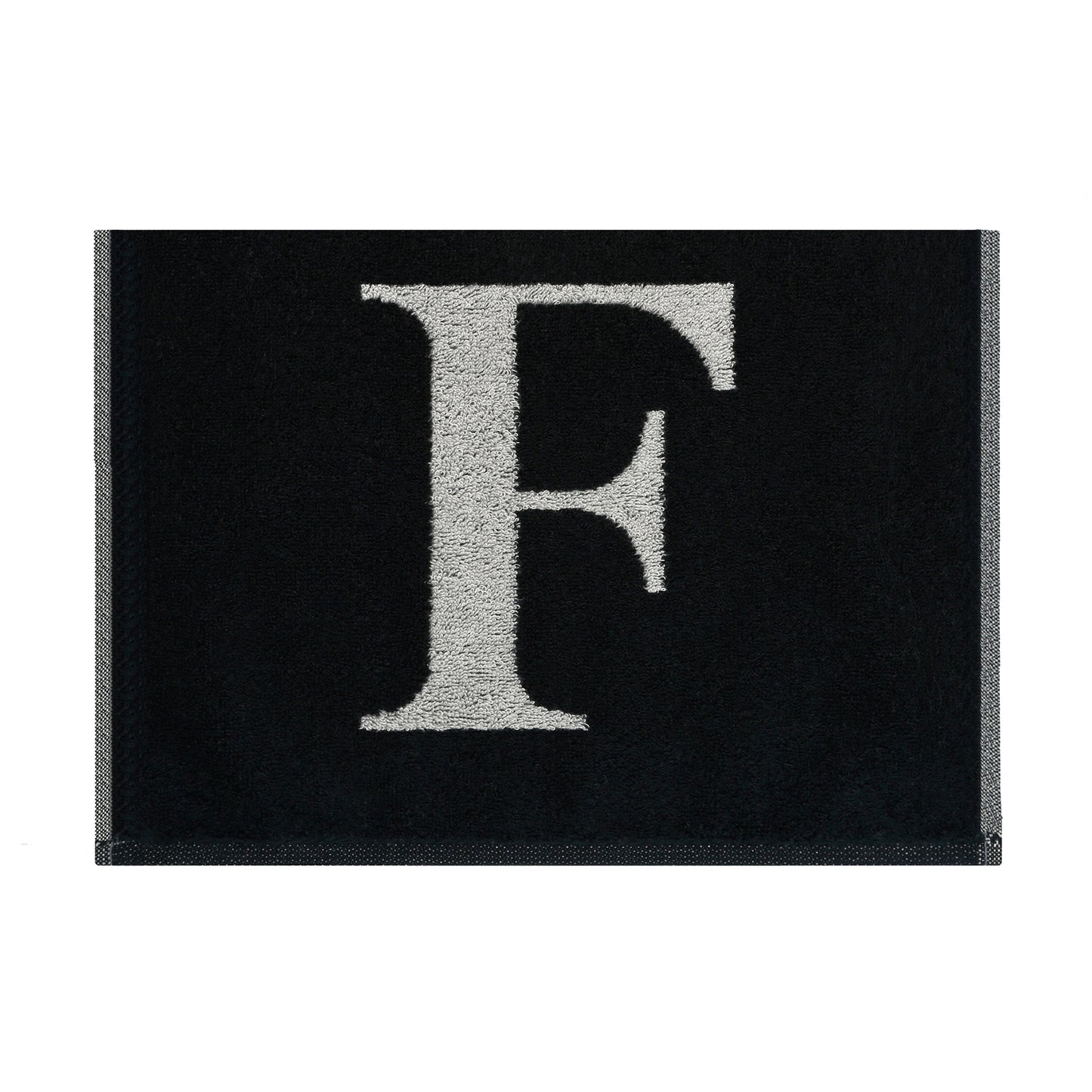 2er Set - Kleines Handtuch mit Buchstabe "F" – Silber / Schwarz
