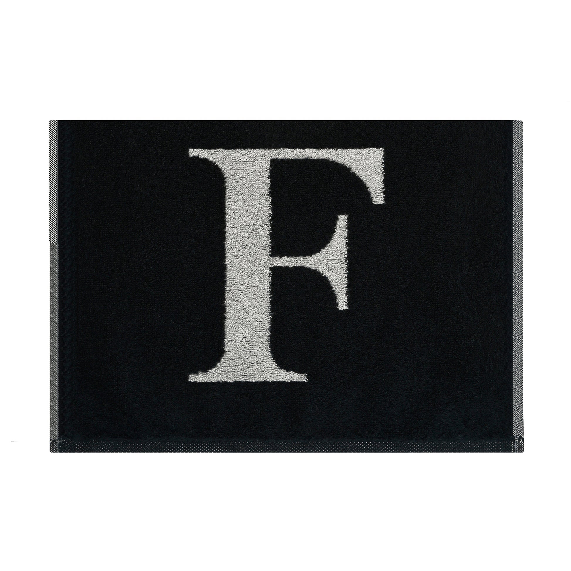 2er Set - Kleines Handtuch mit Buchstabe "F" – Silber / Schwarz