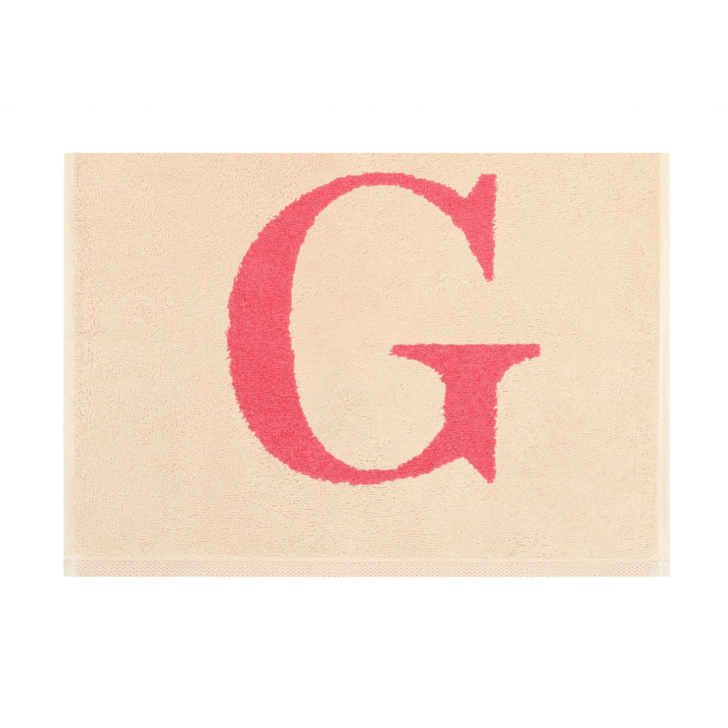 2er Set - Kleines Handtuch mit Buchstabe "G" – Natur / Pink / Orange