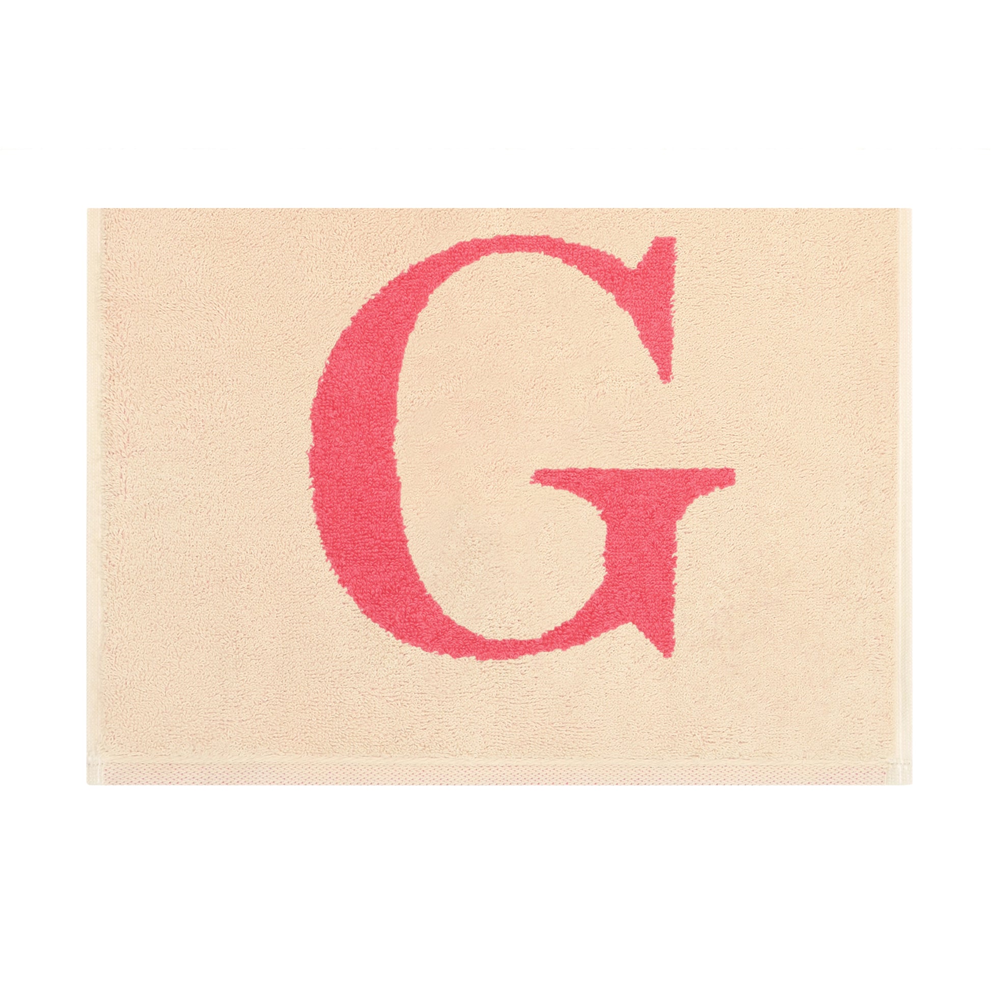 2er Set - Kleines Handtuch mit Buchstabe "G" – Natur / Pink / Orange