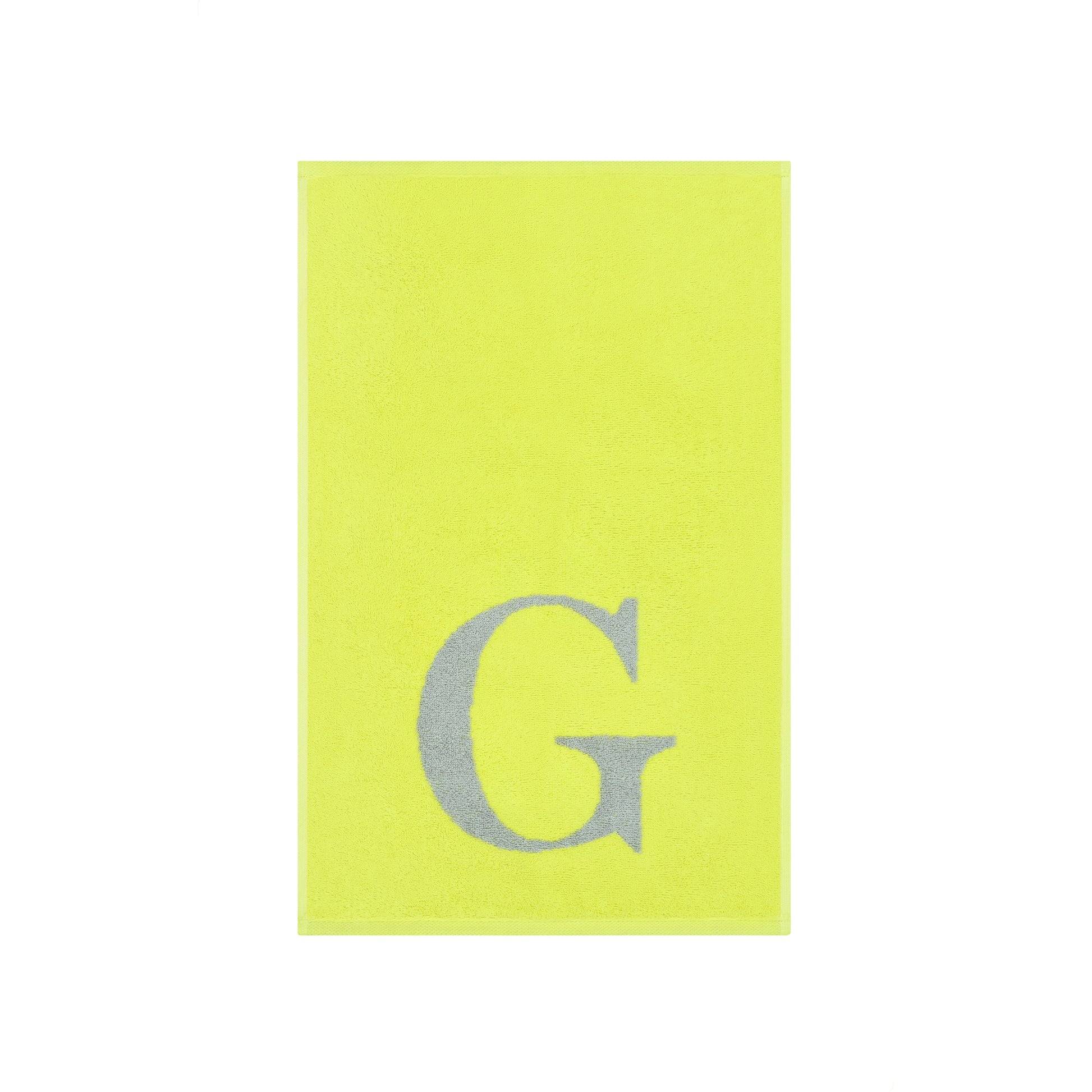 2er Set - Kleines Handtuch mit Buchstabe "G" – Silber / Lime