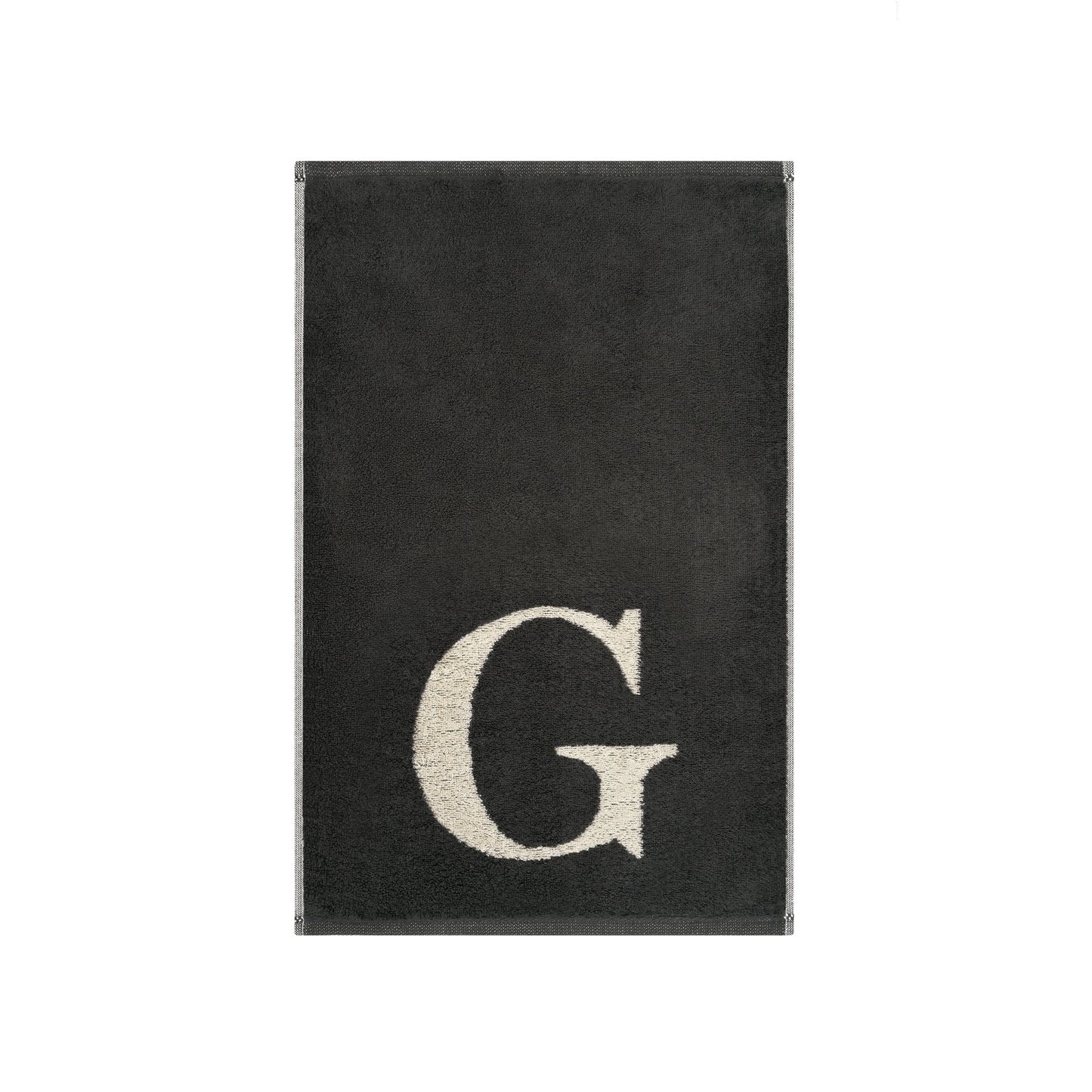 2er Set - Kleines Handtuch mit Buchstabe "G" – Natur / Dunkelgrau