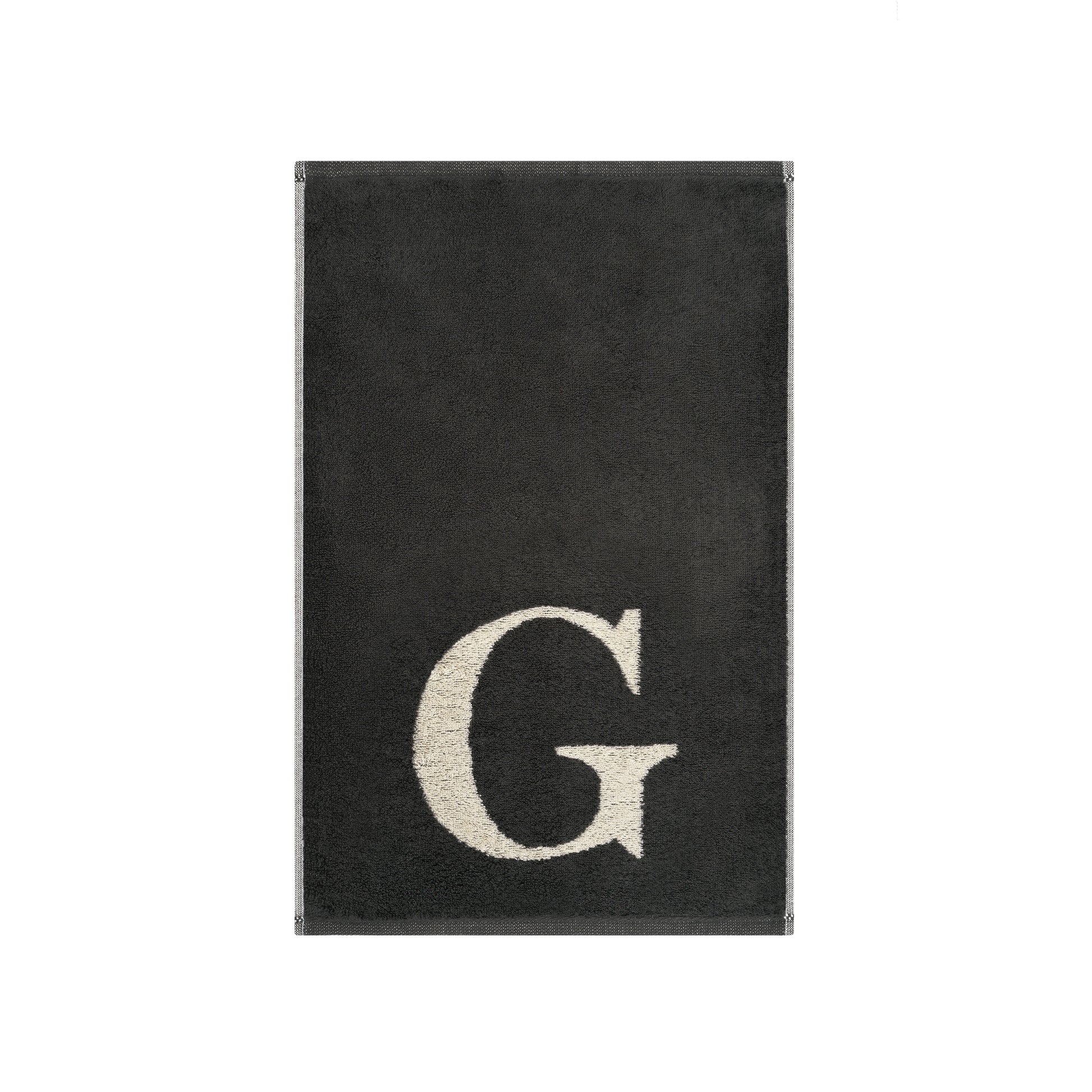 2er Set - Kleines Handtuch mit Buchstabe "G" – Natur / Dunkelgrau