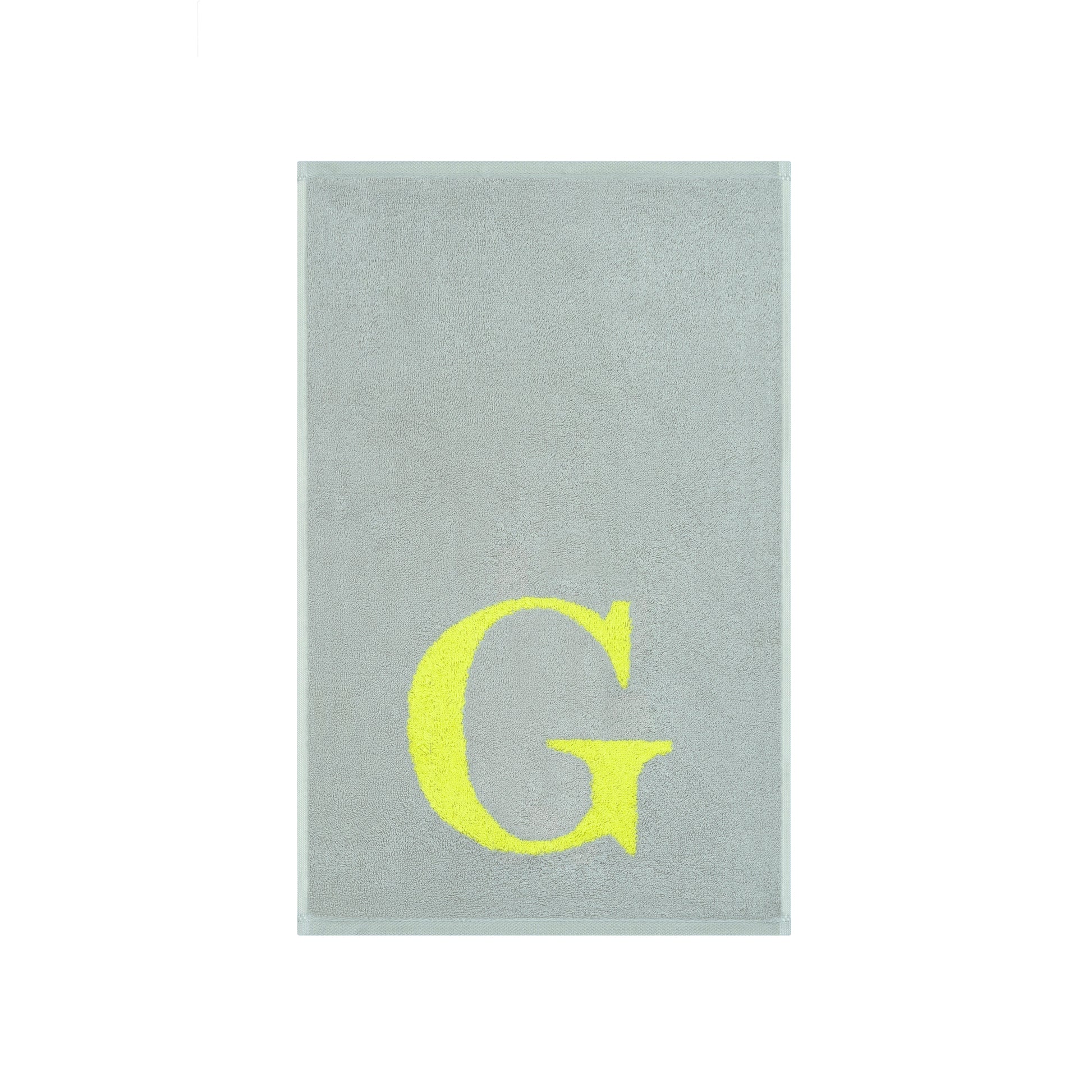 2er Set - Kleines Handtuch mit Buchstabe "G" – Silber / Lime