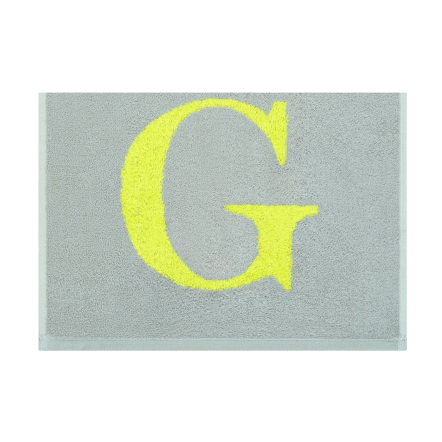 2er Set - Kleines Handtuch mit Buchstabe "G" – Silber / Lime