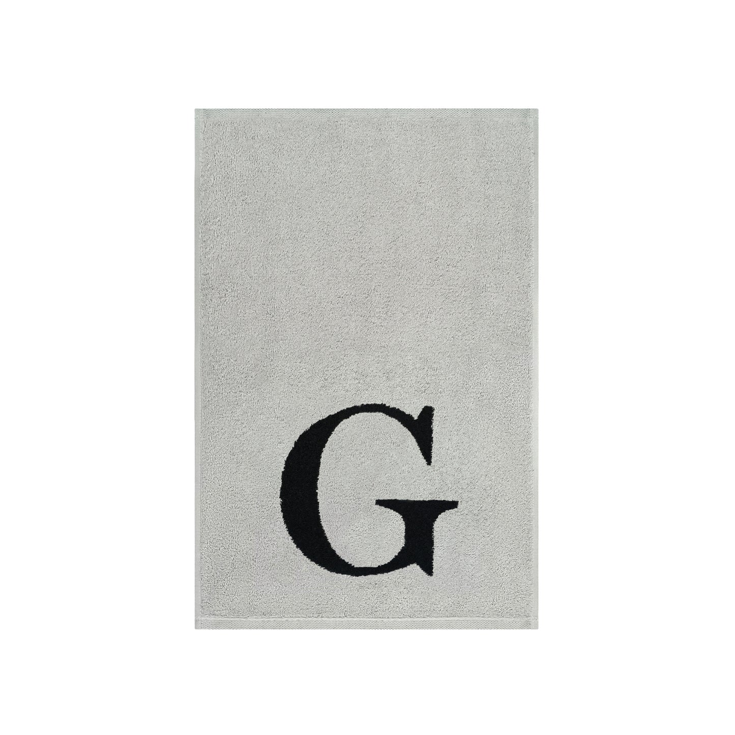 2er Set - Kleines Handtuch mit Buchstabe "G" – Silber / Schwarz