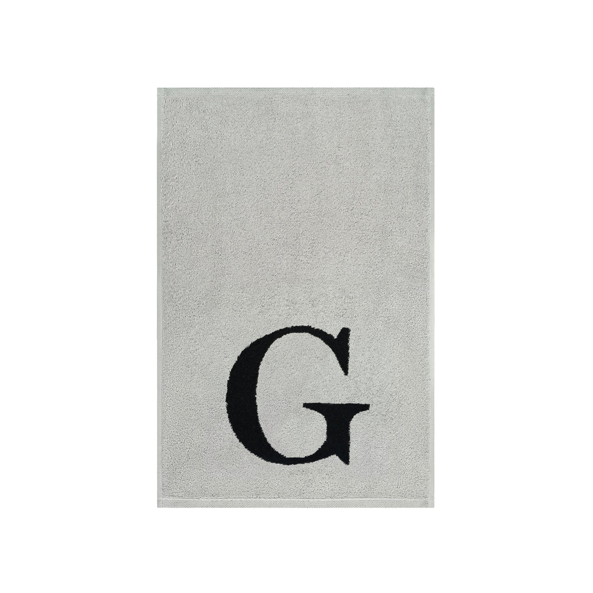 2er Set - Kleines Handtuch mit Buchstabe "G" – Silber / Schwarz