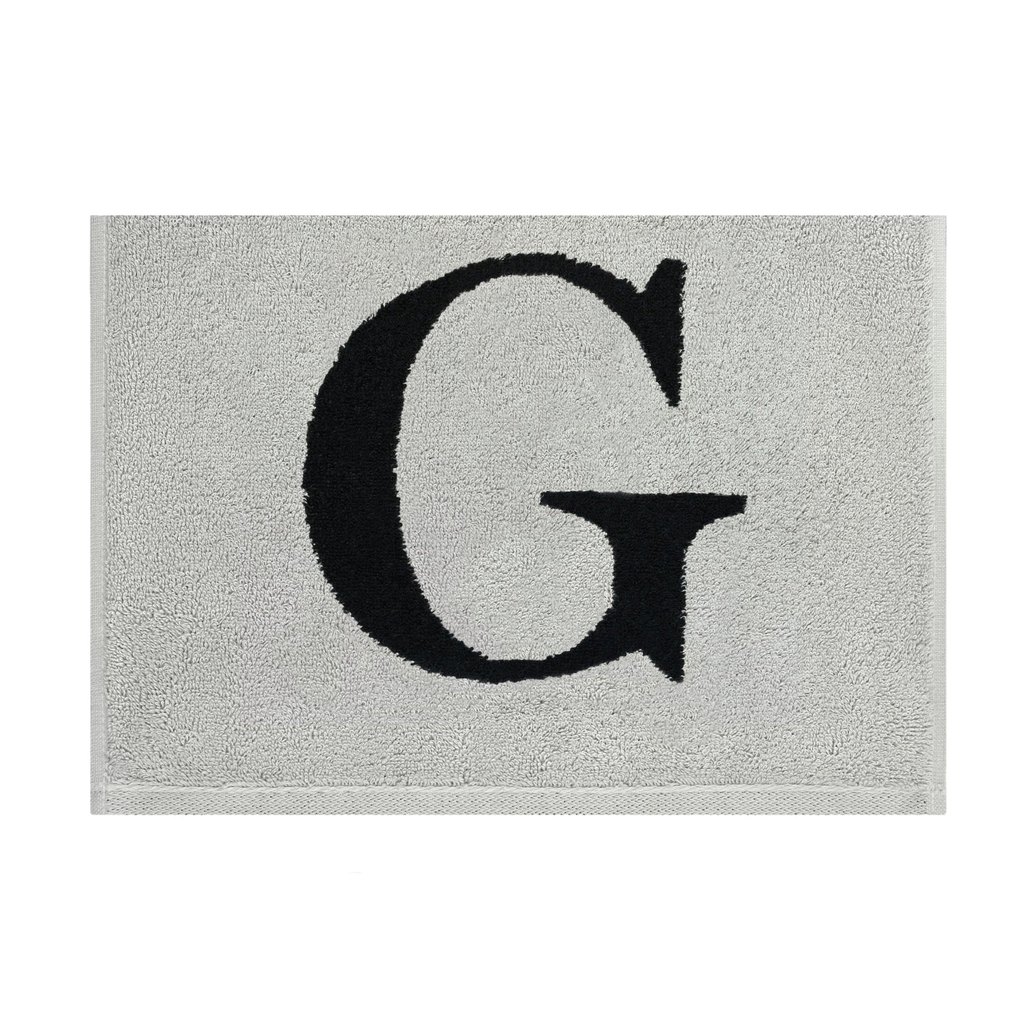 2er Set - Kleines Handtuch mit Buchstabe "G" – Silber / Schwarz