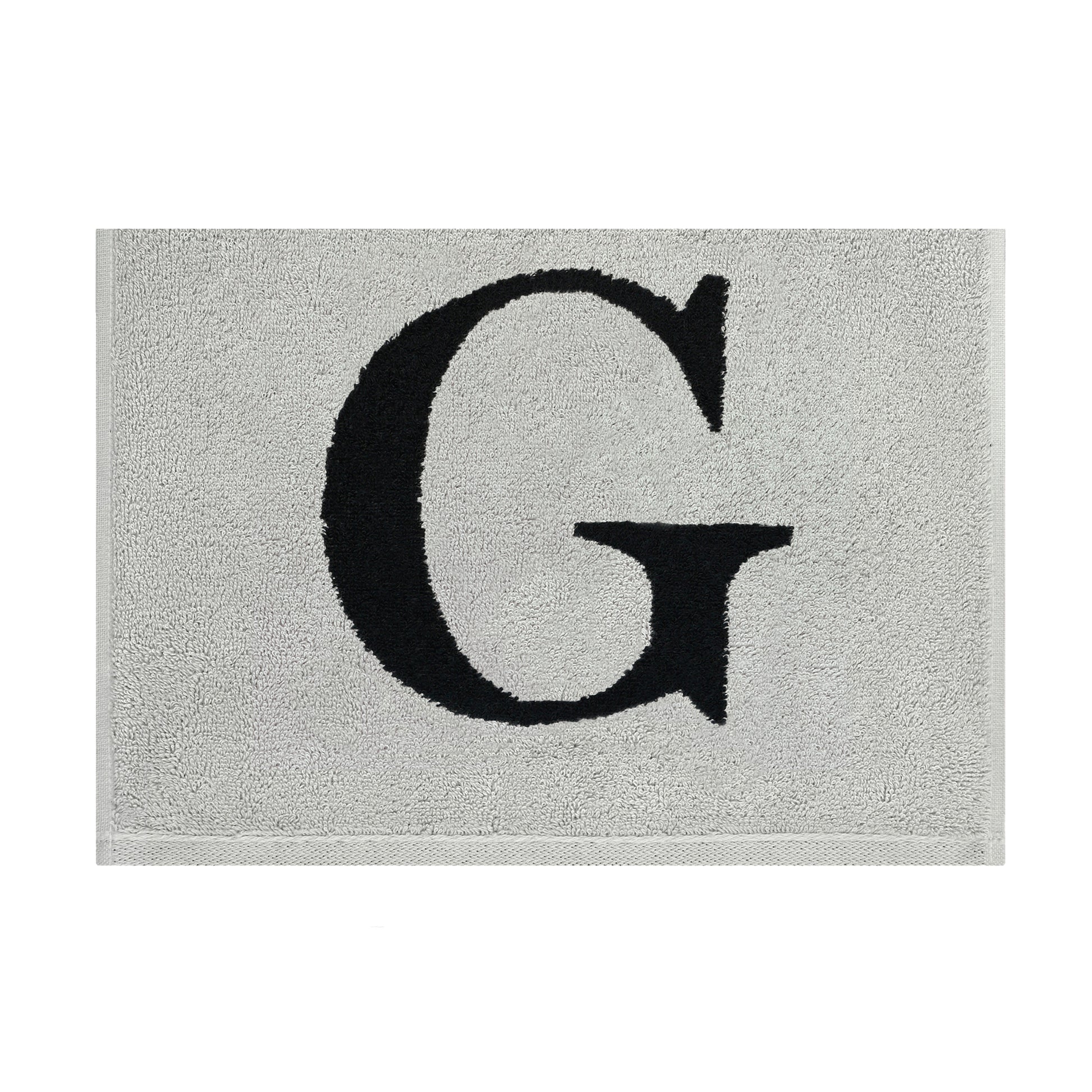 2er Set - Kleines Handtuch mit Buchstabe "G" – Silber / Schwarz