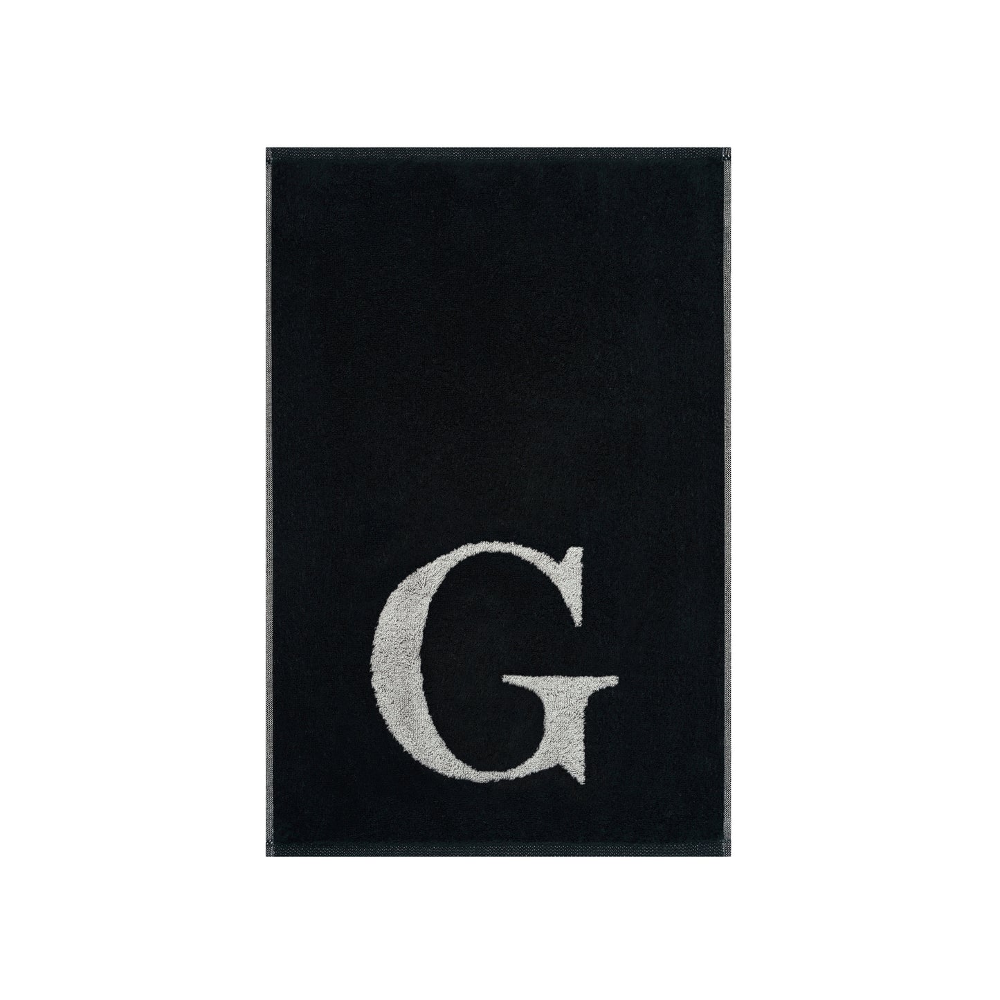 2er Set - Kleines Handtuch mit Buchstabe "G" – Silber / Schwarz