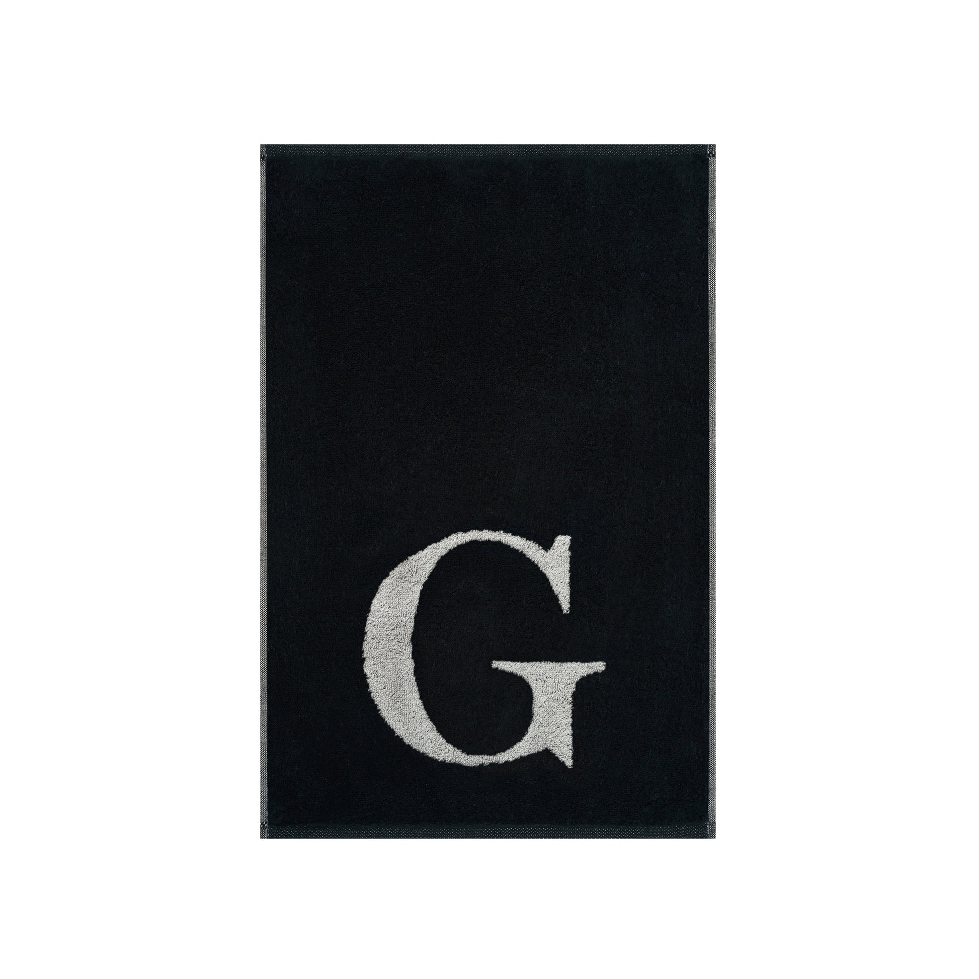 2er Set - Kleines Handtuch mit Buchstabe "G" – Silber / Schwarz