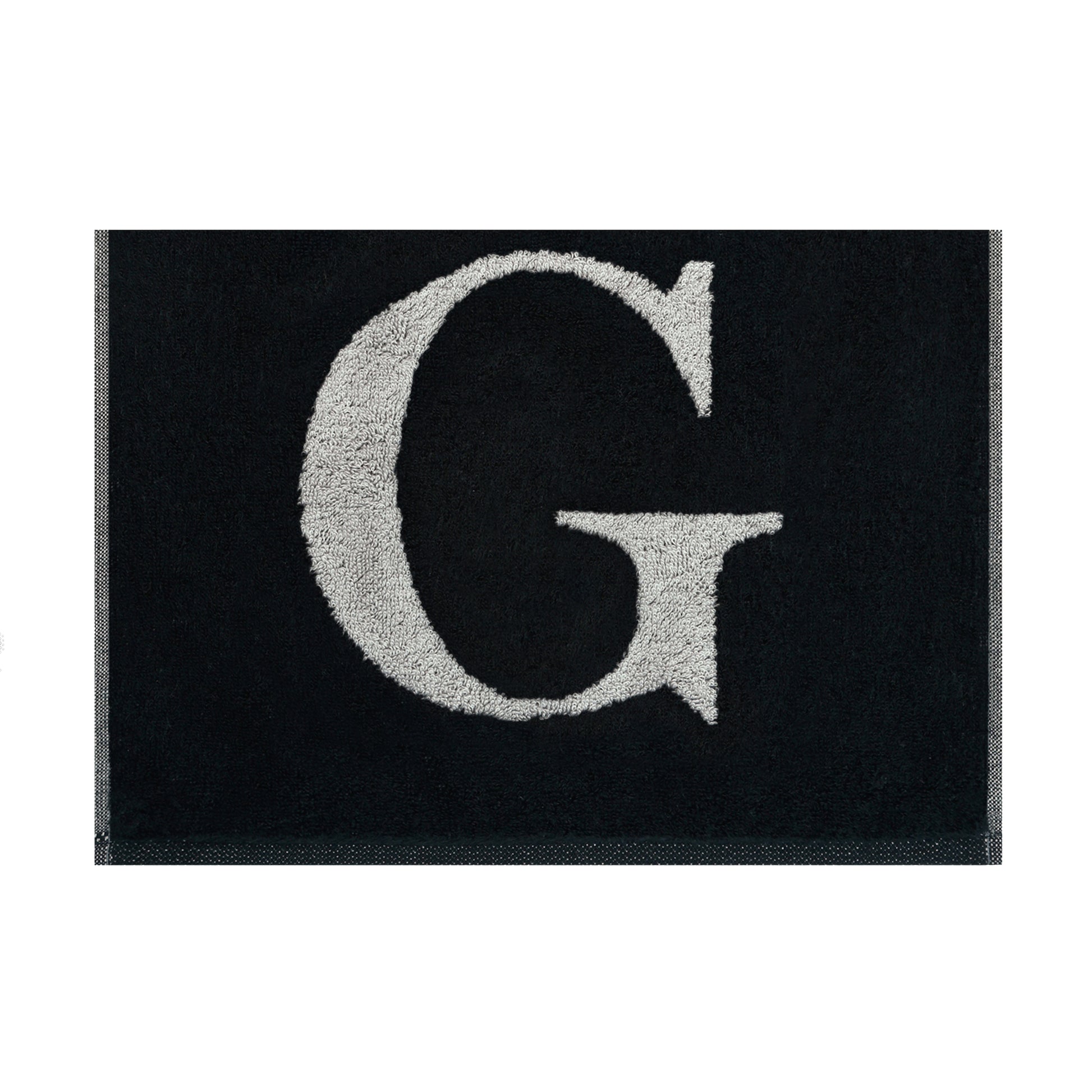 2er Set - Kleines Handtuch mit Buchstabe "G" – Silber / Schwarz