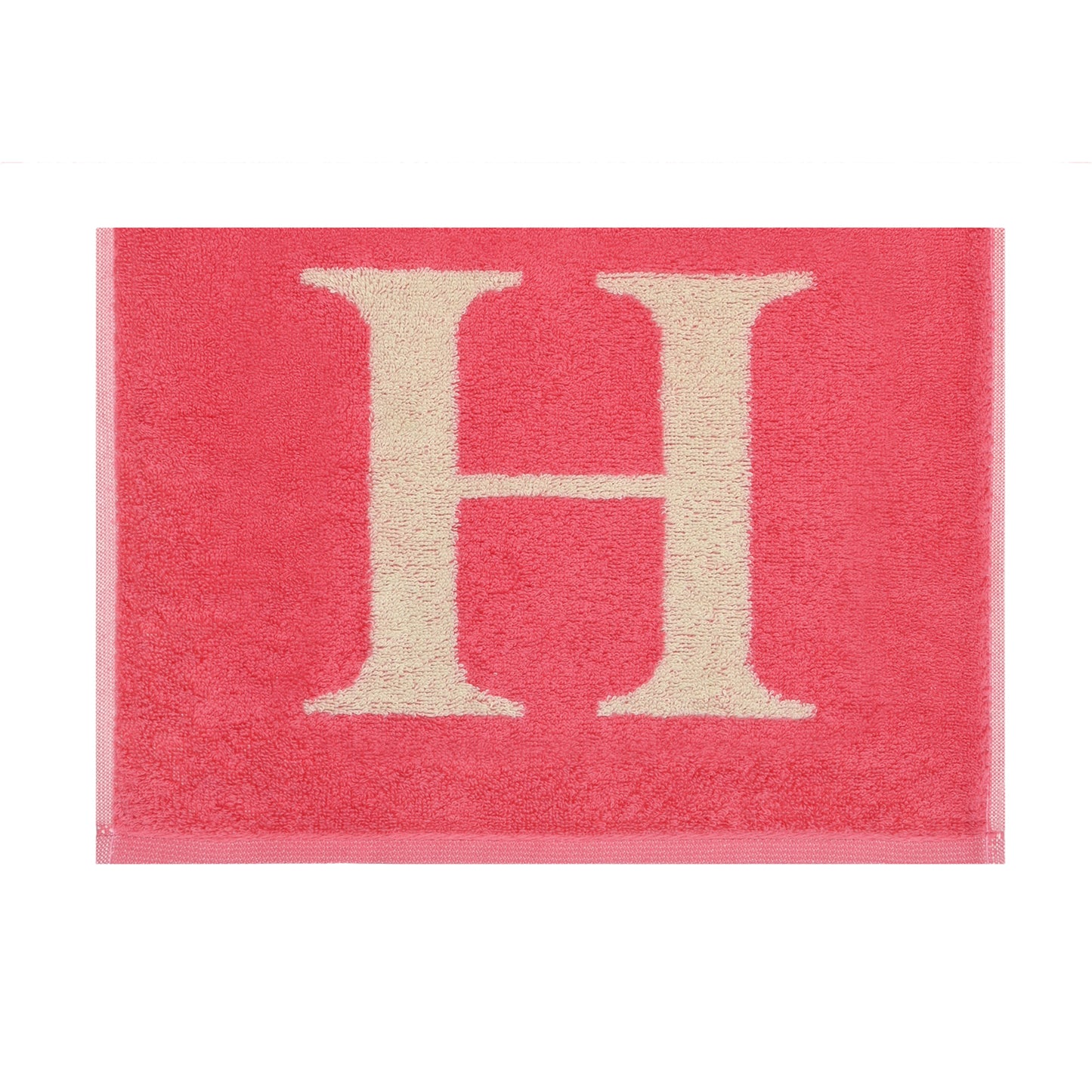 2er Set - Kleines Handtuch mit Buchstabe "H" – Natur / Pink / Orange