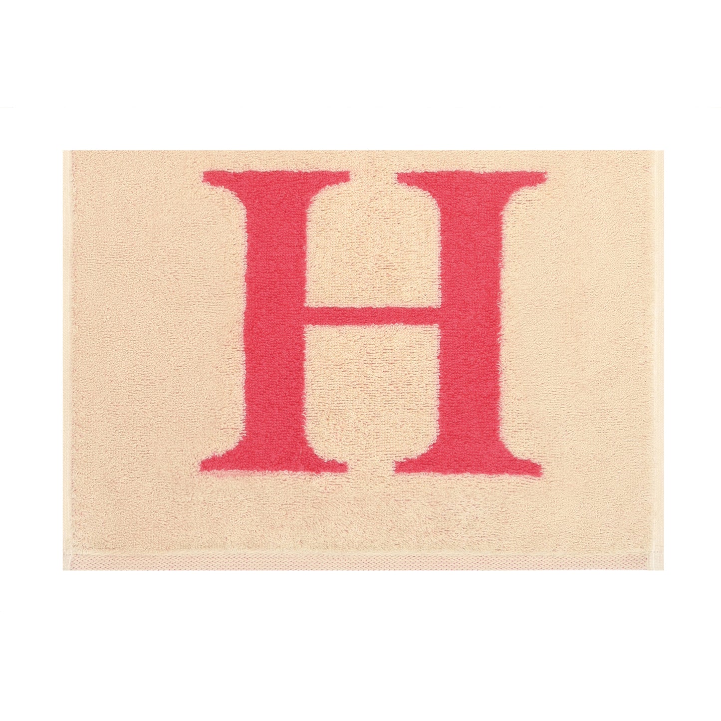 2er Set - Kleines Handtuch mit Buchstabe "H" – Natur / Pink / Orange