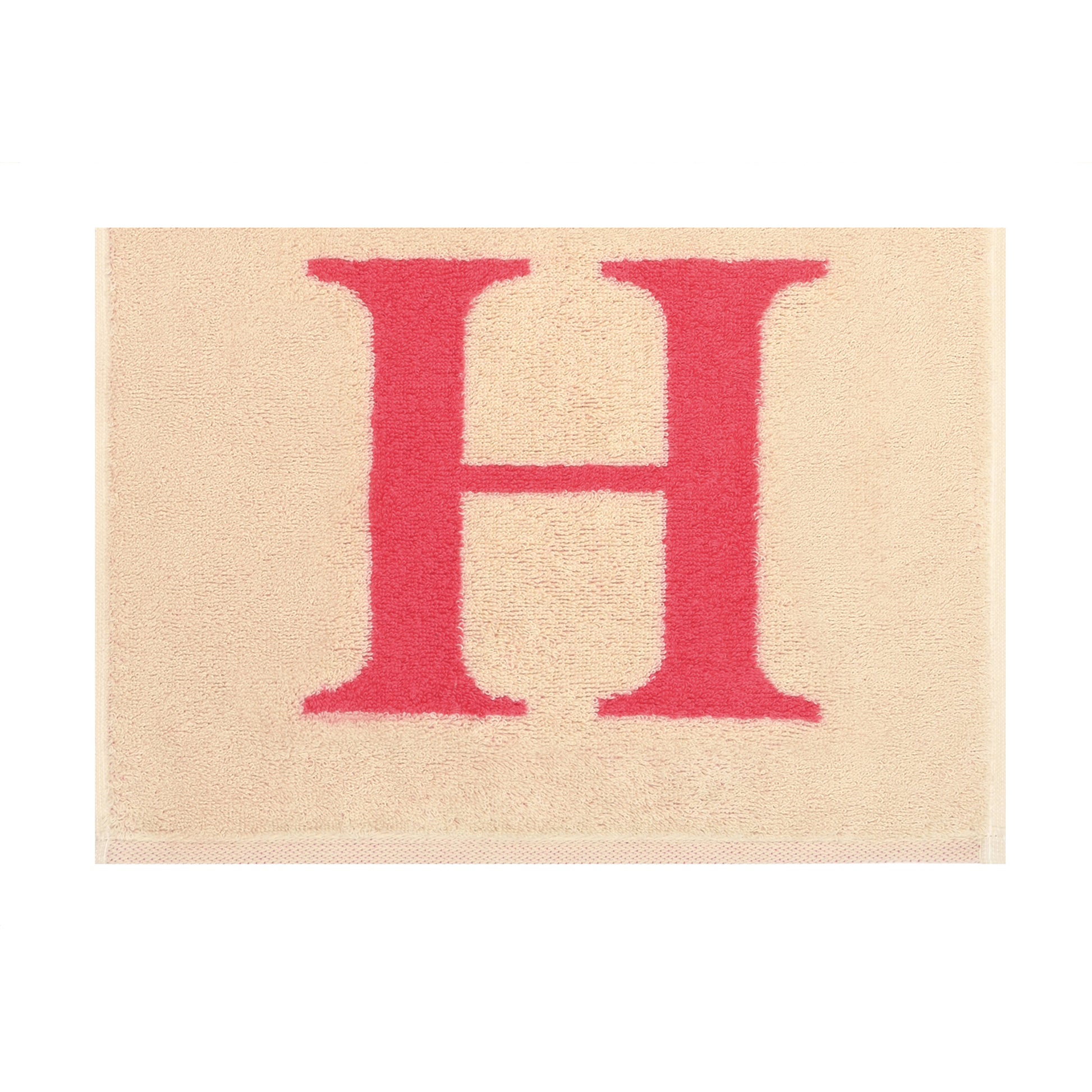2er Set - Kleines Handtuch mit Buchstabe "H" – Natur / Pink / Orange