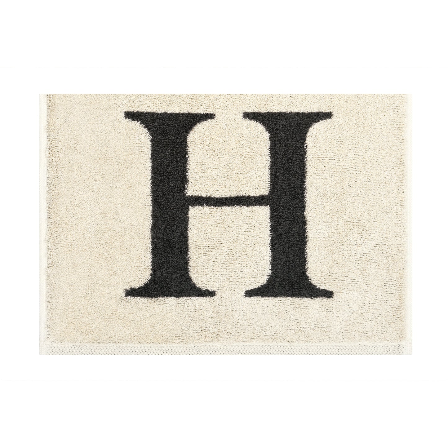2er Set - Kleines Handtuch mit Buchstabe "H" – Natur / Dunkelgrau