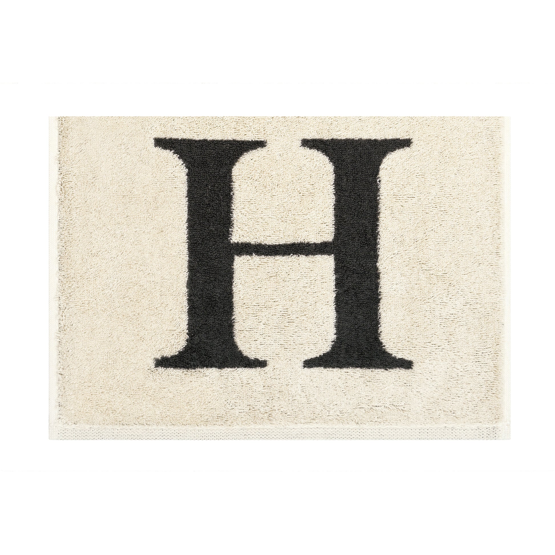 2er Set - Kleines Handtuch mit Buchstabe "H" – Natur / Dunkelgrau