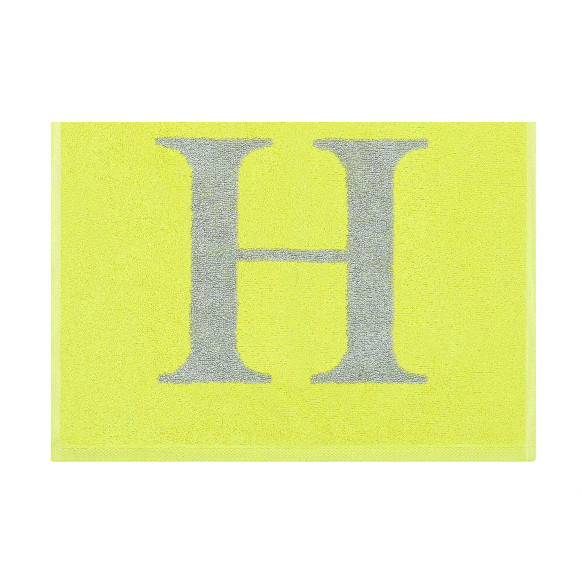 2er Set - Kleines Handtuch mit Buchstabe "H" – Silber / Lime