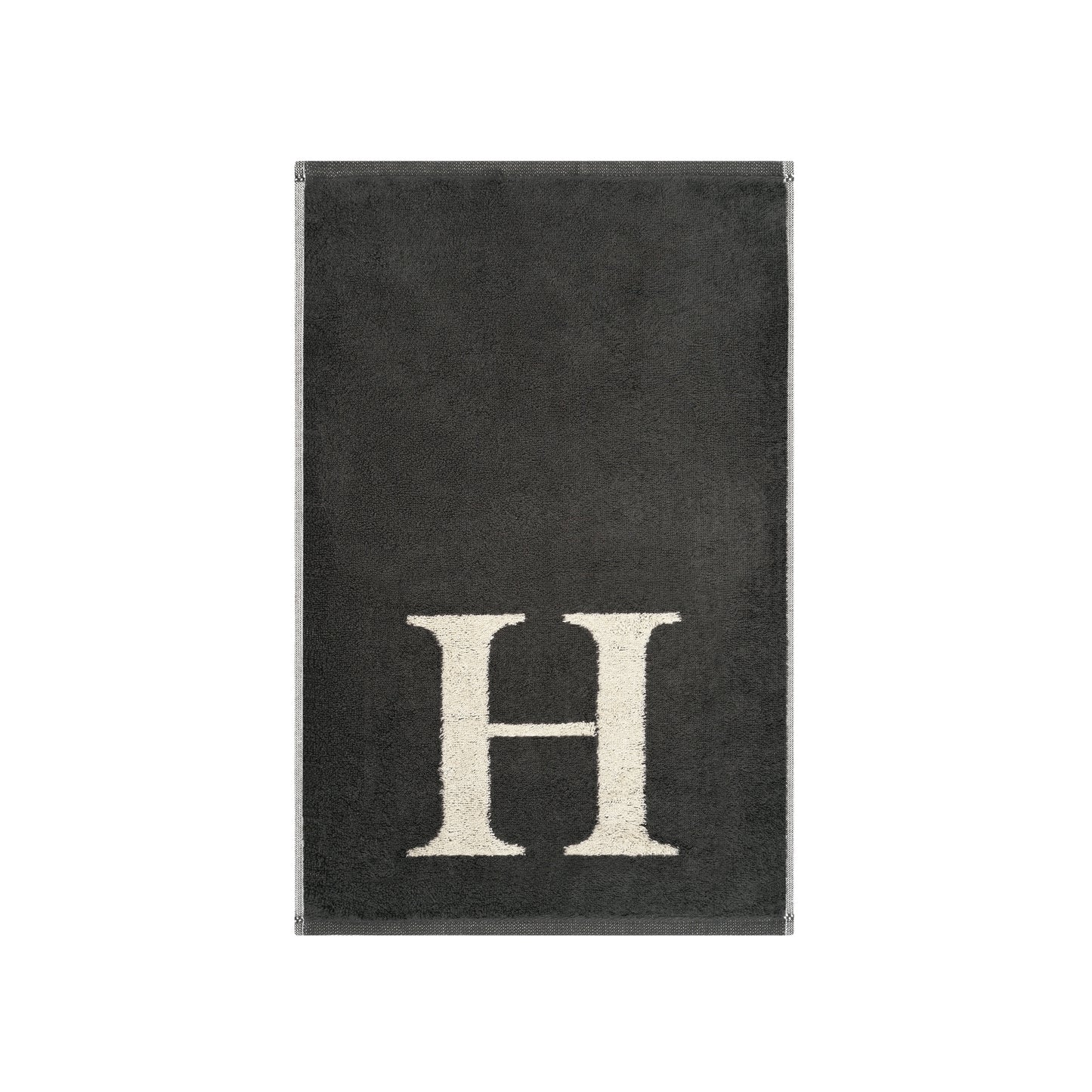 2er Set - Kleines Handtuch mit Buchstabe "H" – Natur / Dunkelgrau