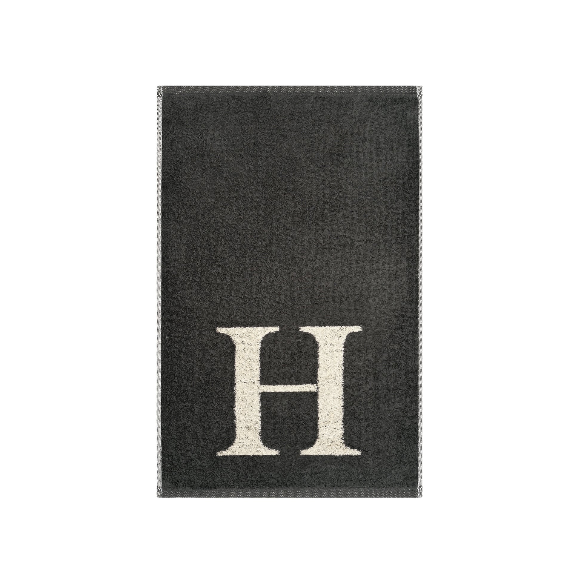 2er Set - Kleines Handtuch mit Buchstabe "H" – Natur / Dunkelgrau