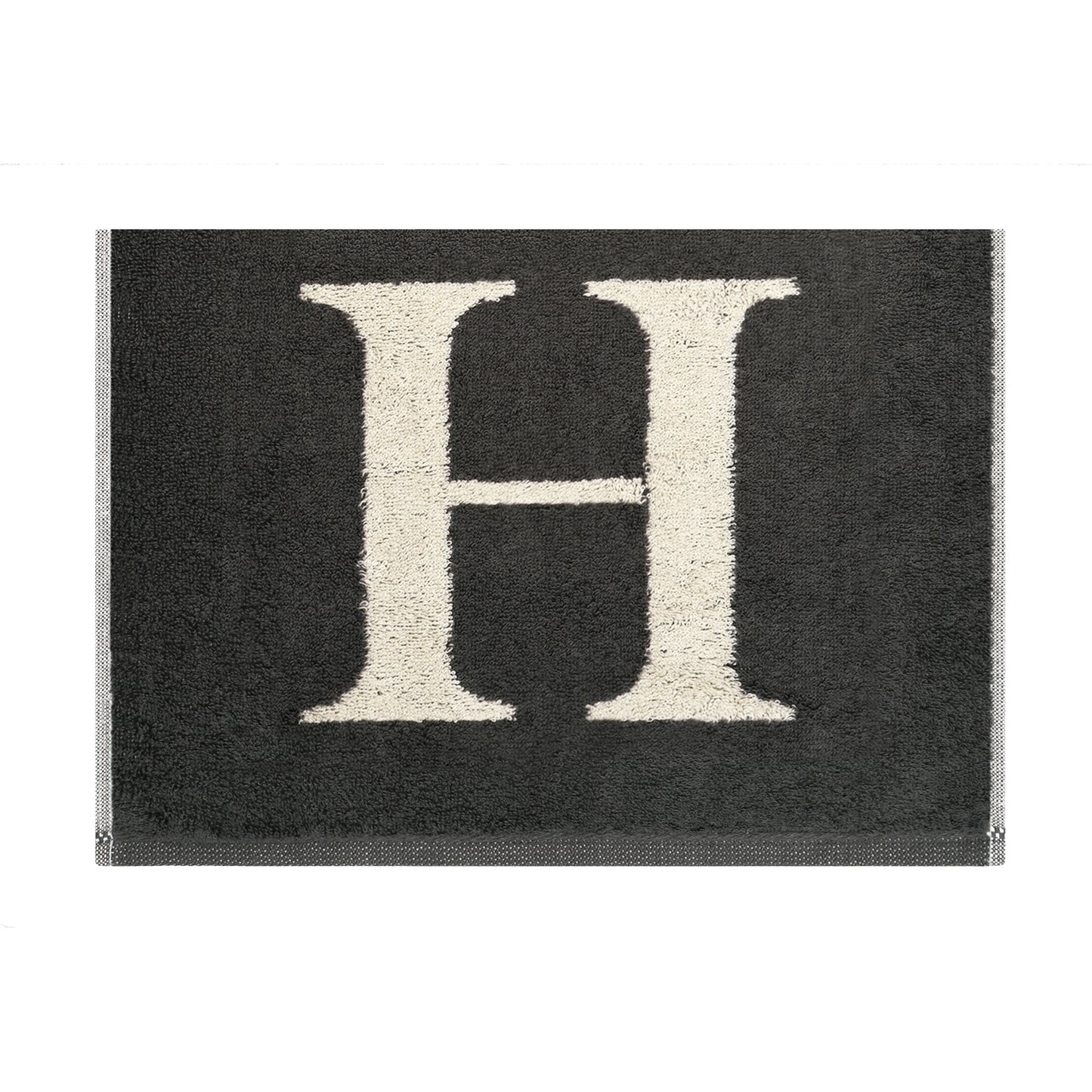 2er Set - Kleines Handtuch mit Buchstabe "H" – Natur / Dunkelgrau