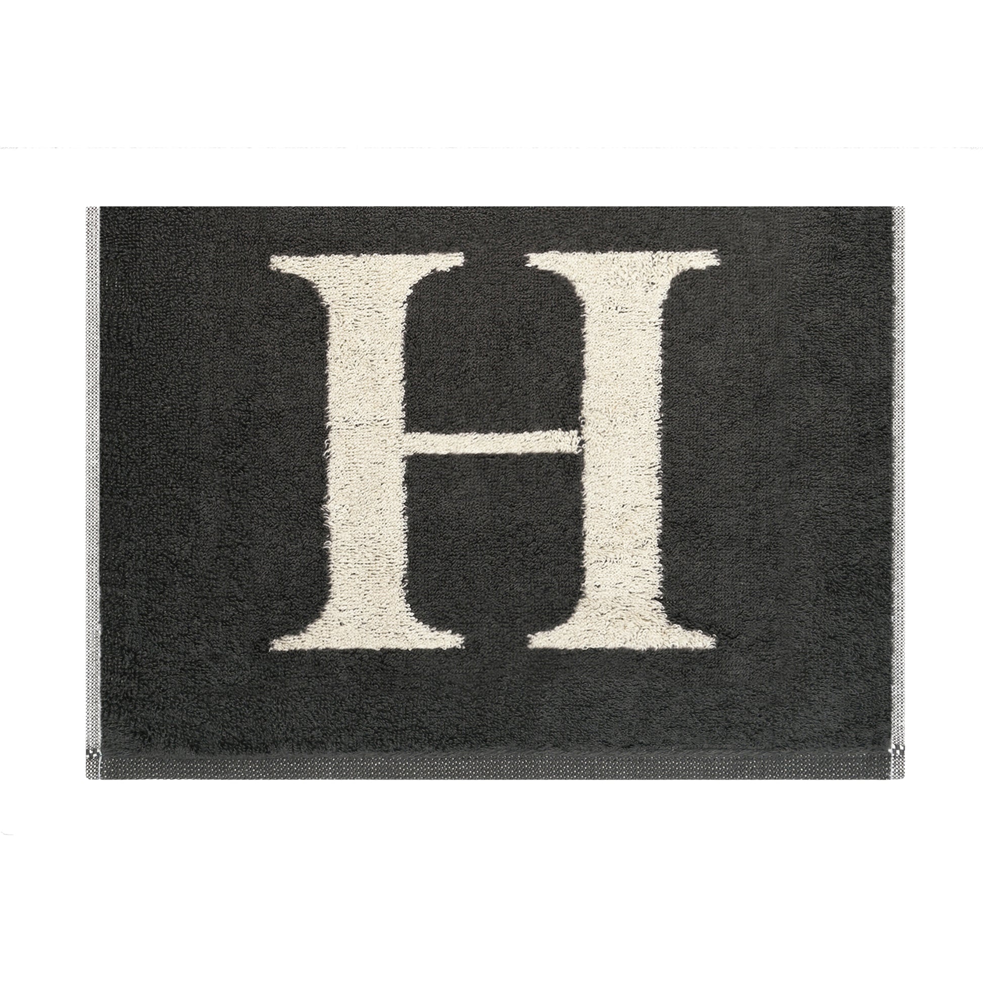 2er Set - Kleines Handtuch mit Buchstabe "H" – Natur / Dunkelgrau
