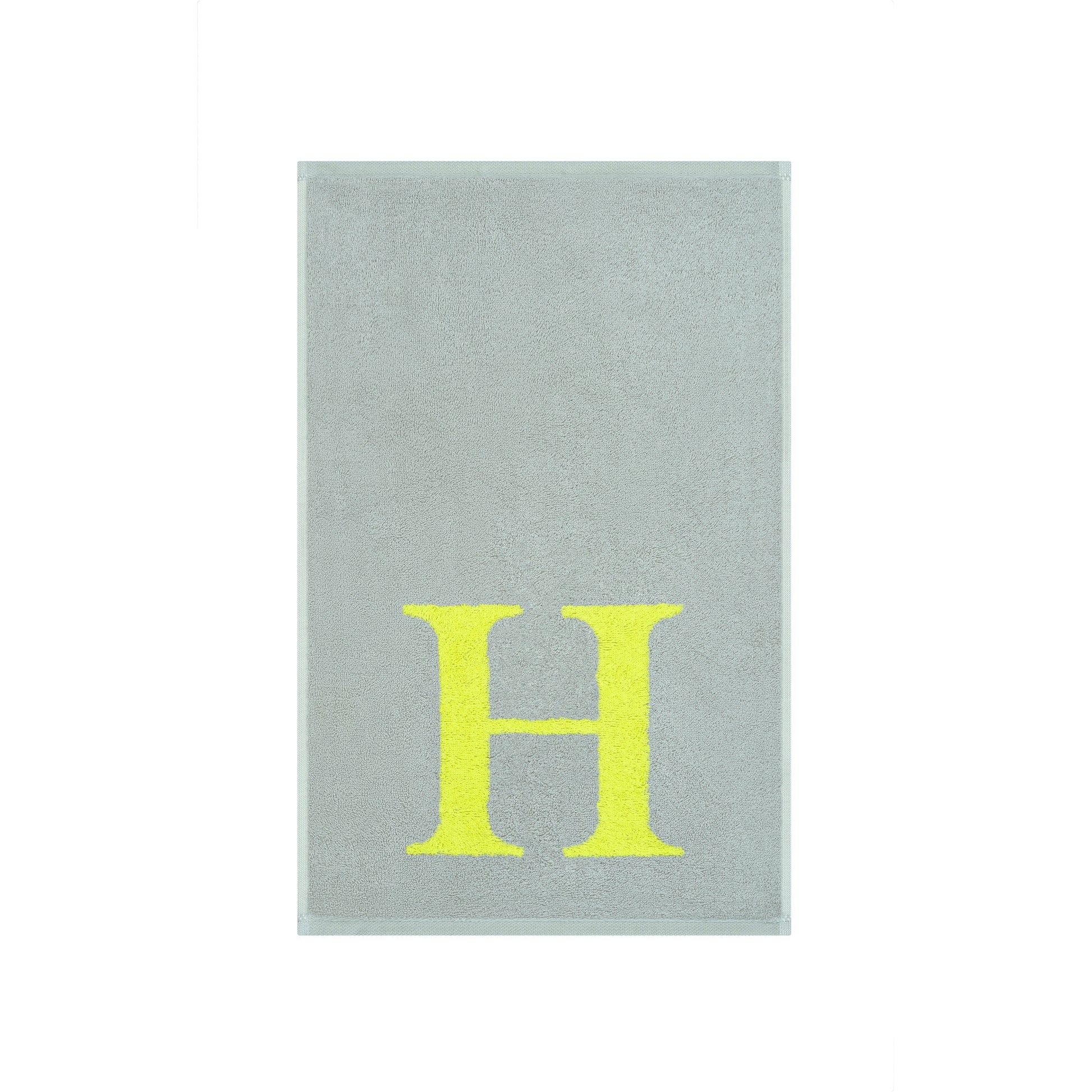 2er Set - Kleines Handtuch mit Buchstabe "H" – Silber / Lime