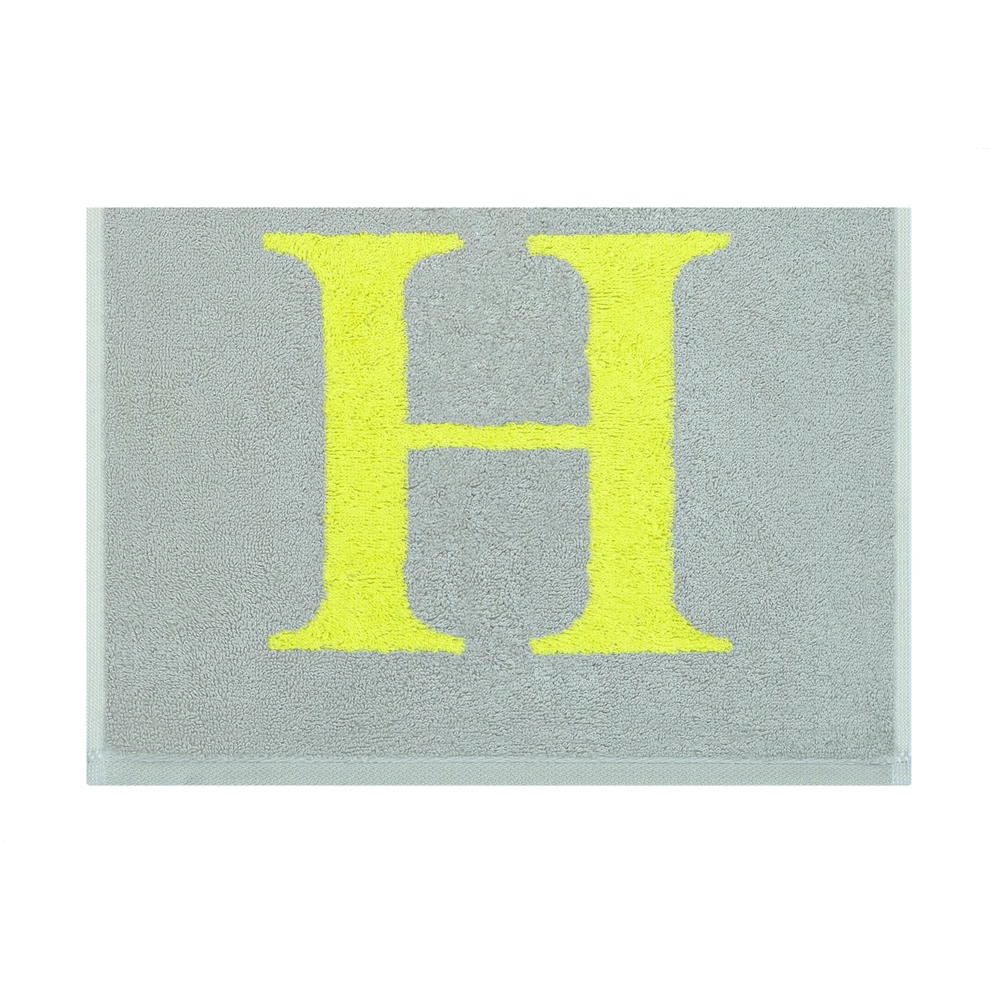 2er Set - Kleines Handtuch mit Buchstabe "H" – Silber / Lime