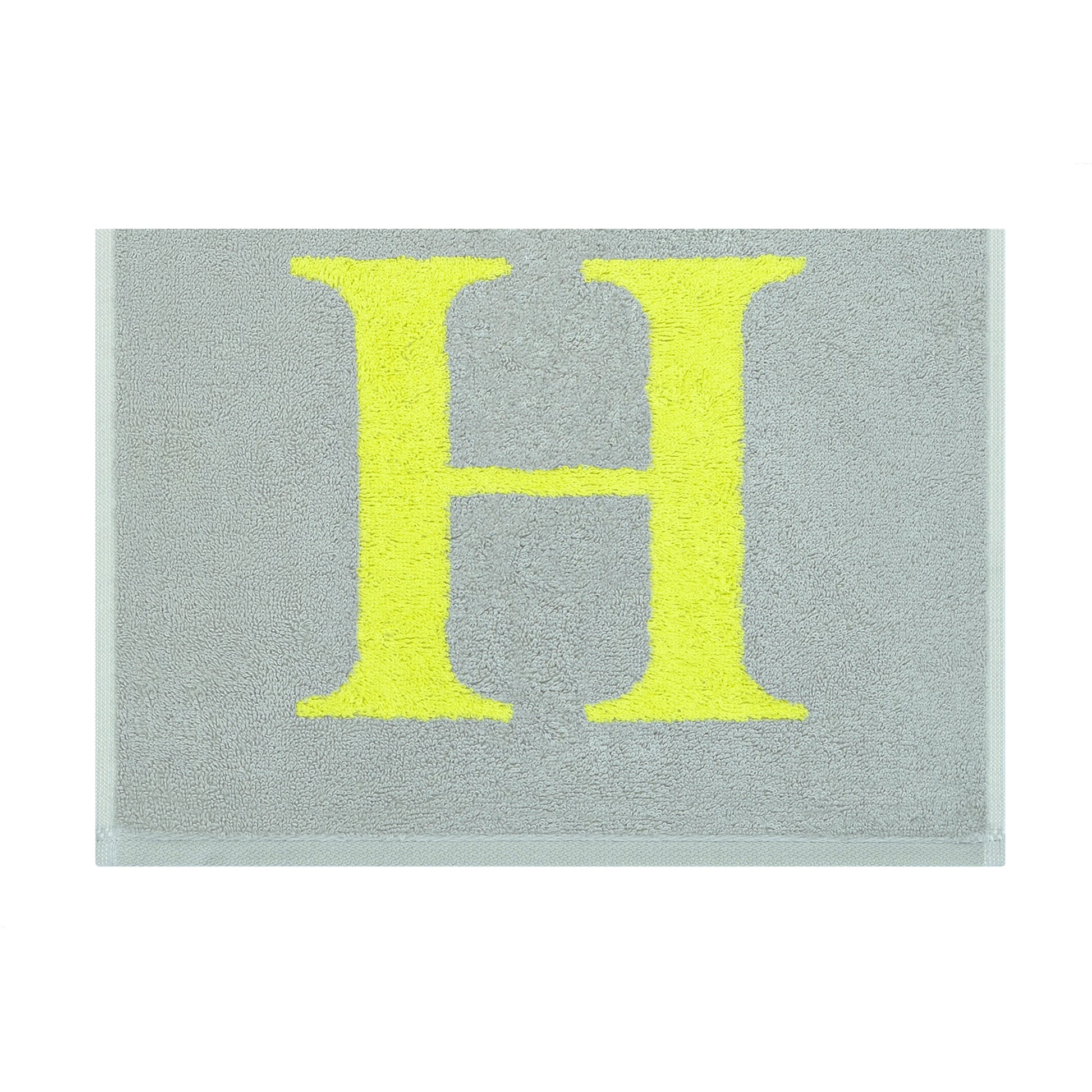 2er Set - Kleines Handtuch mit Buchstabe "H" – Silber / Lime