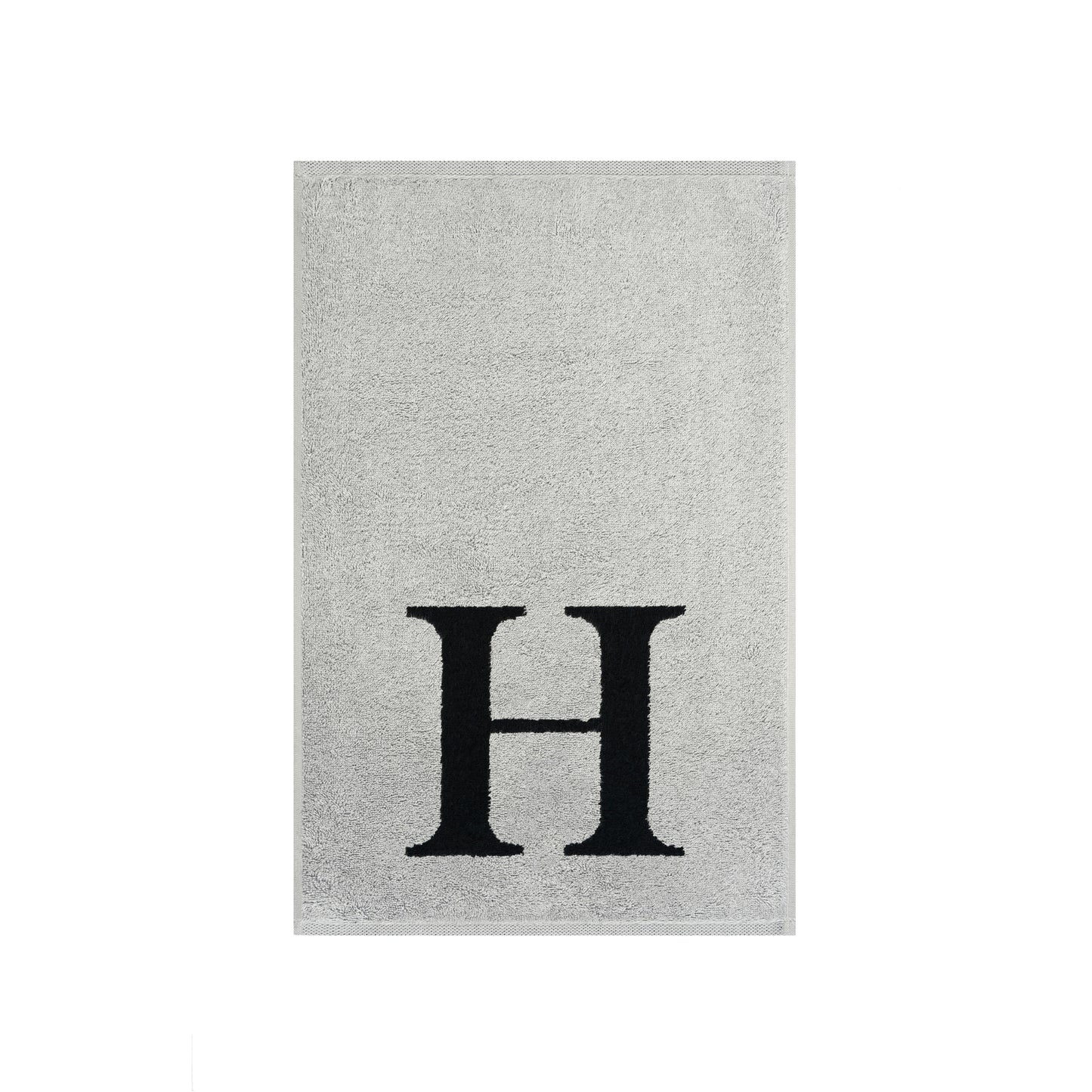 2er Set - Kleines Handtuch mit Buchstabe "H" – Silber / Schwarz