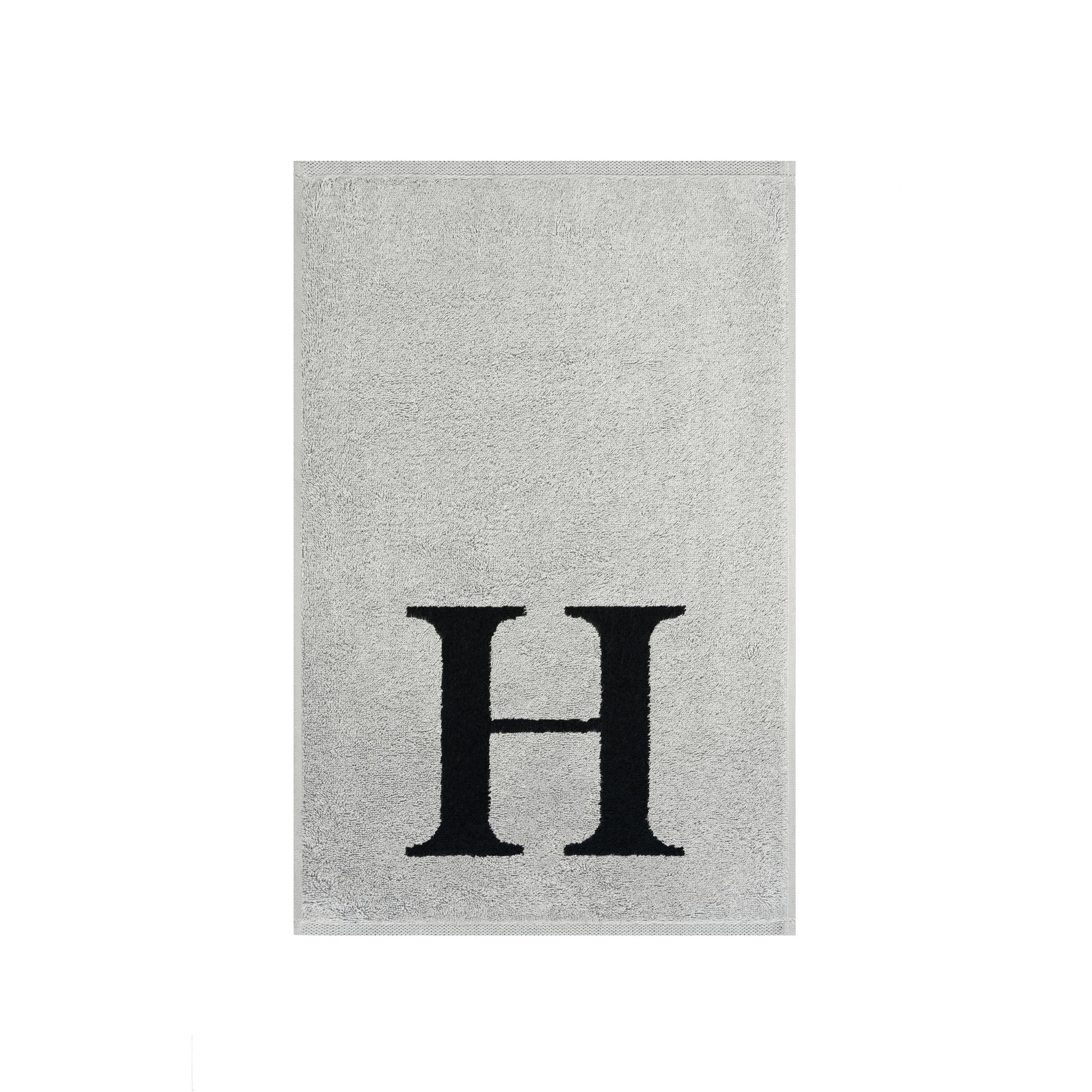 2er Set - Kleines Handtuch mit Buchstabe "H" – Silber / Schwarz