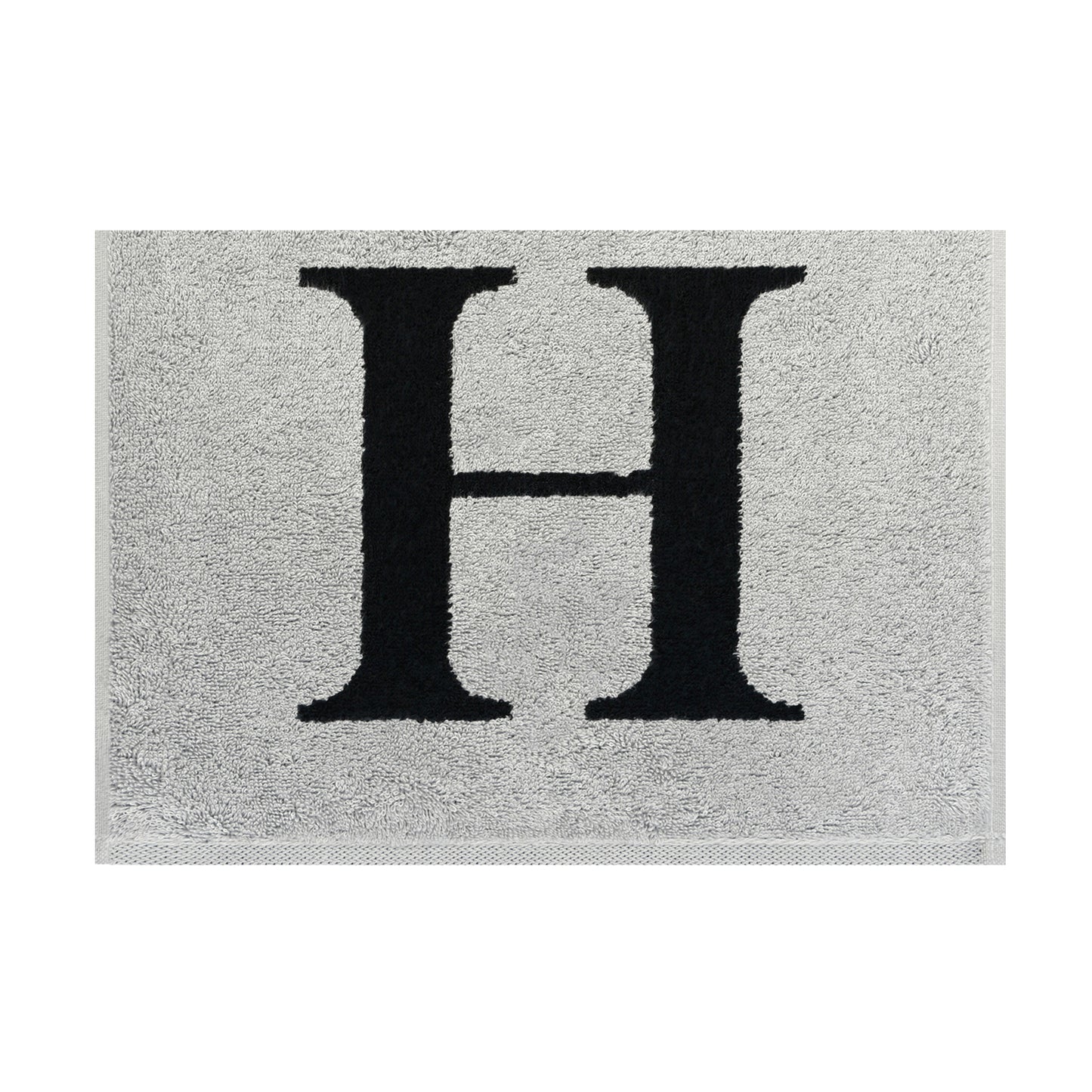 2er Set - Kleines Handtuch mit Buchstabe "H" – Silber / Schwarz