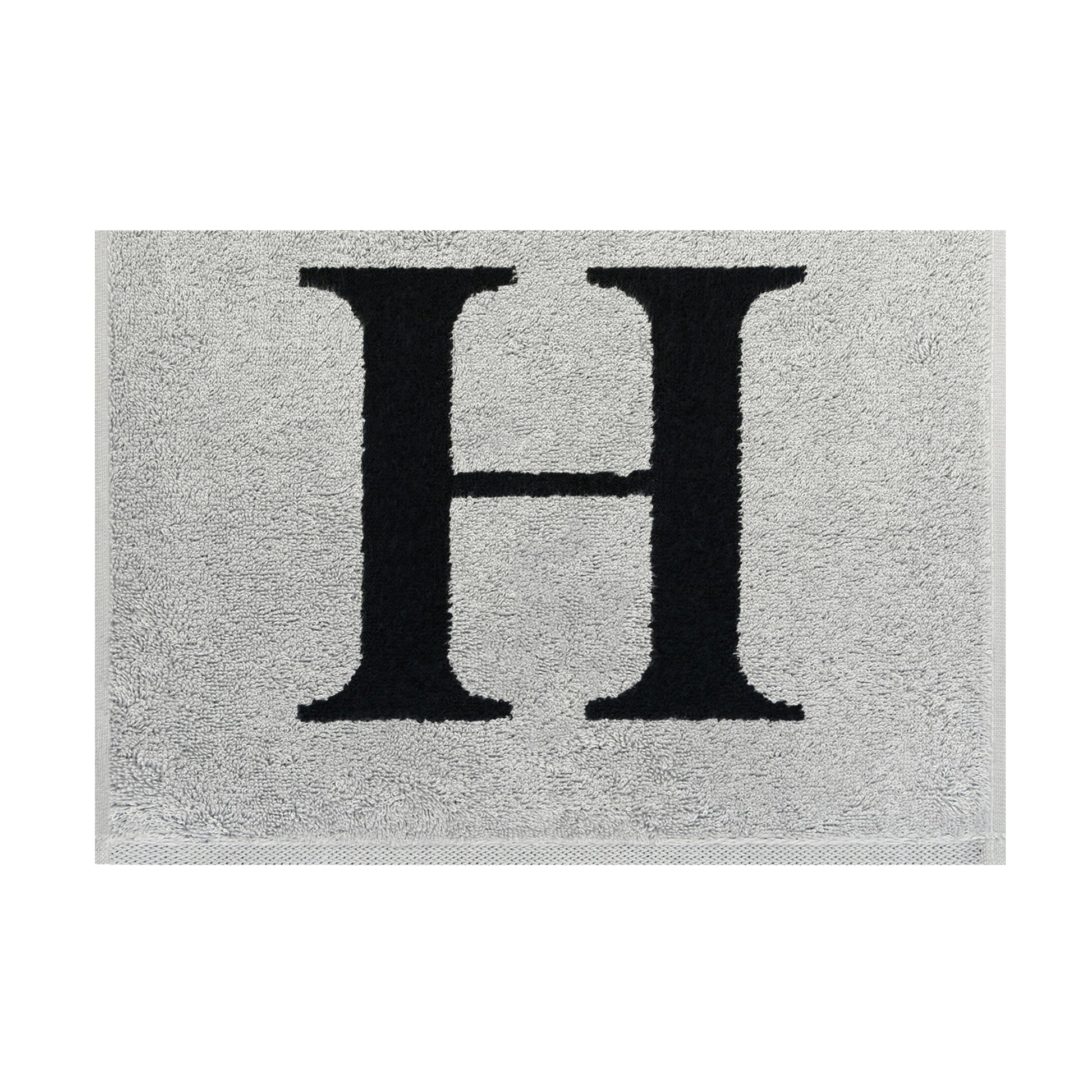 2er Set - Kleines Handtuch mit Buchstabe "H" – Silber / Schwarz