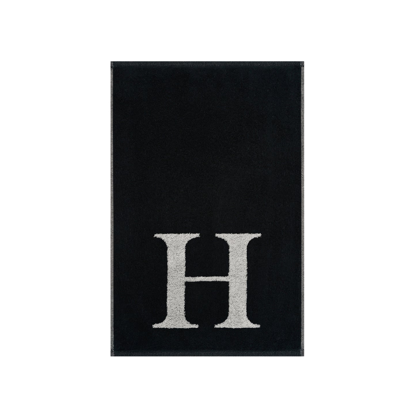 2er Set - Kleines Handtuch mit Buchstabe "H" – Silber / Schwarz