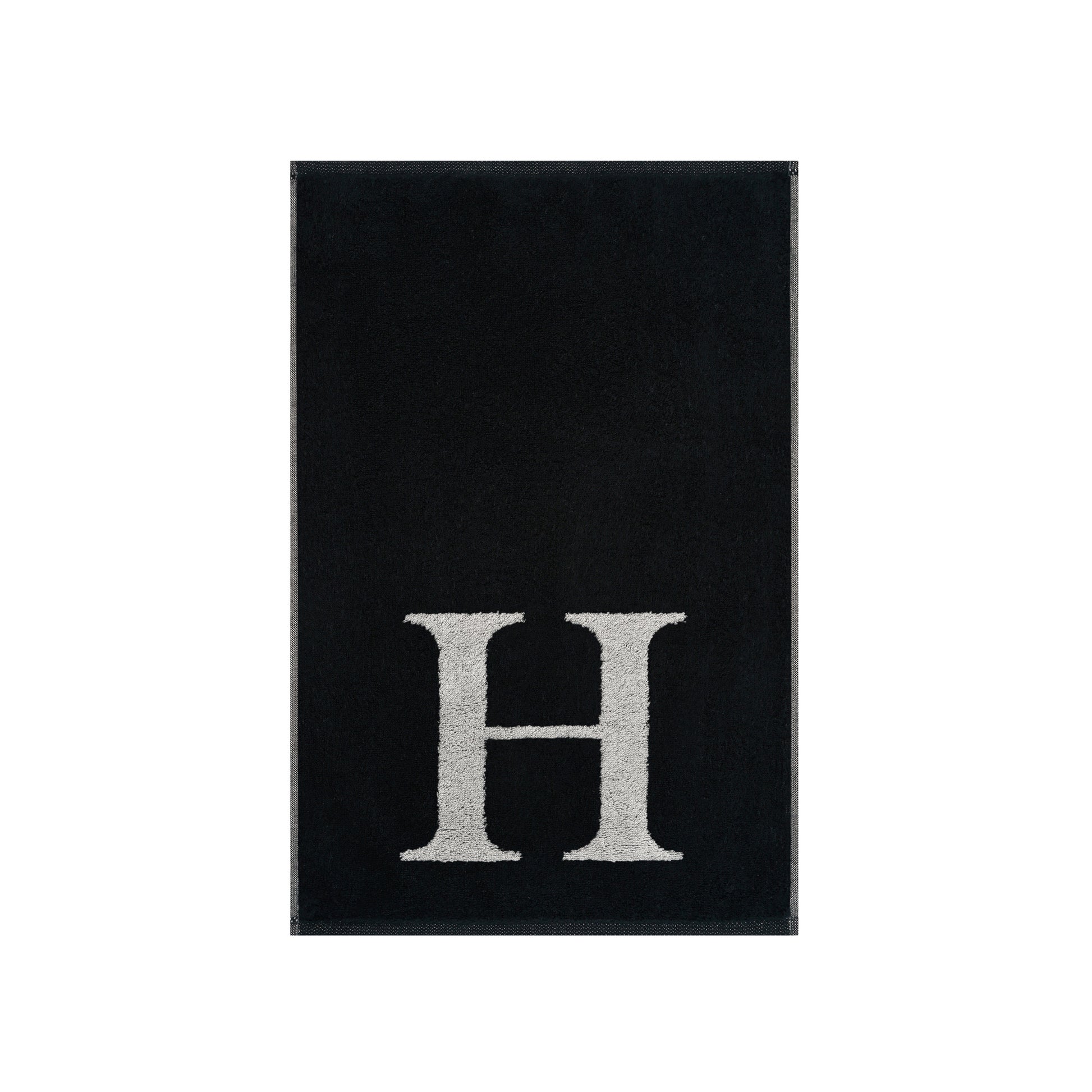 2er Set - Kleines Handtuch mit Buchstabe "H" – Silber / Schwarz