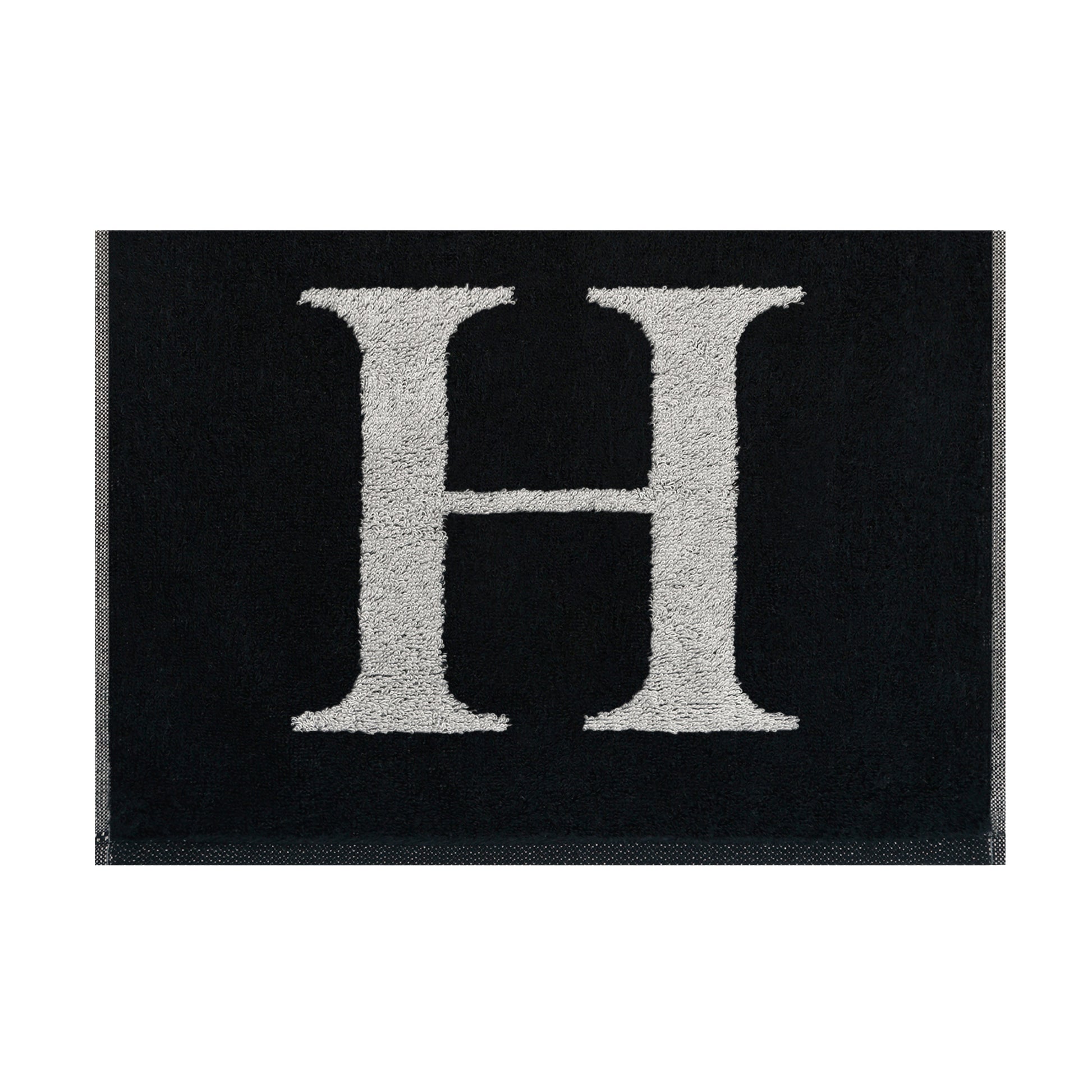 2er Set - Kleines Handtuch mit Buchstabe "H" – Silber / Schwarz