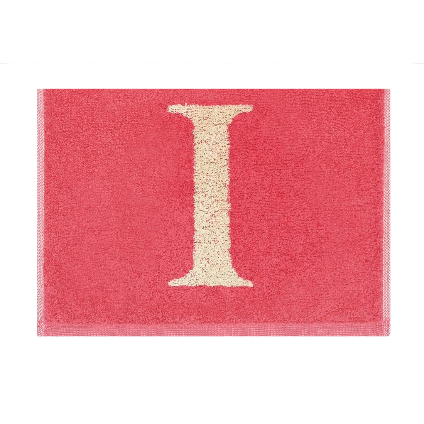 2er Set - Kleines Handtuch mit Buchstabe "I" – Natur / Pink / Orange
