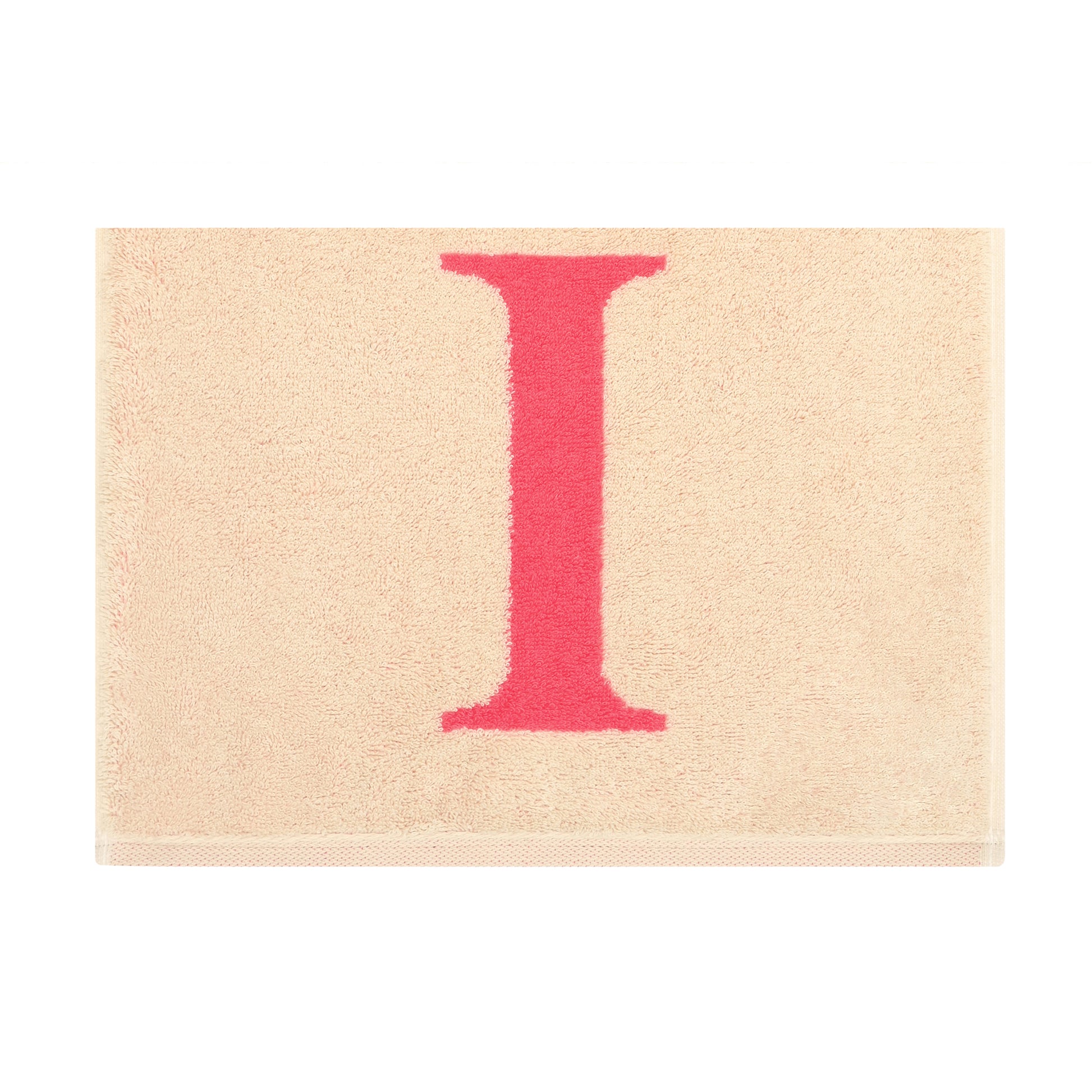 2er Set - Kleines Handtuch mit Buchstabe "I" – Natur / Pink / Orange
