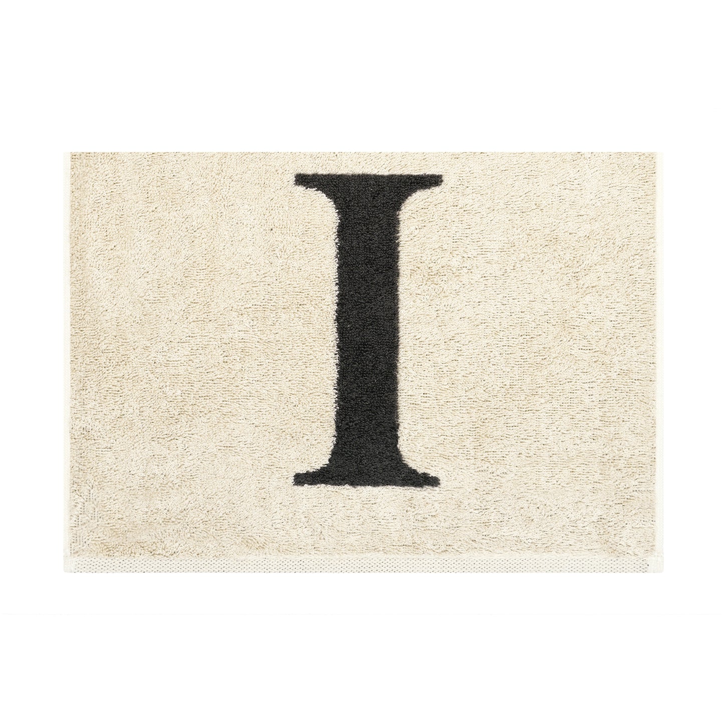 2er Set - Kleines Handtuch mit Buchstabe "I" – Natur / Dunkelgrau