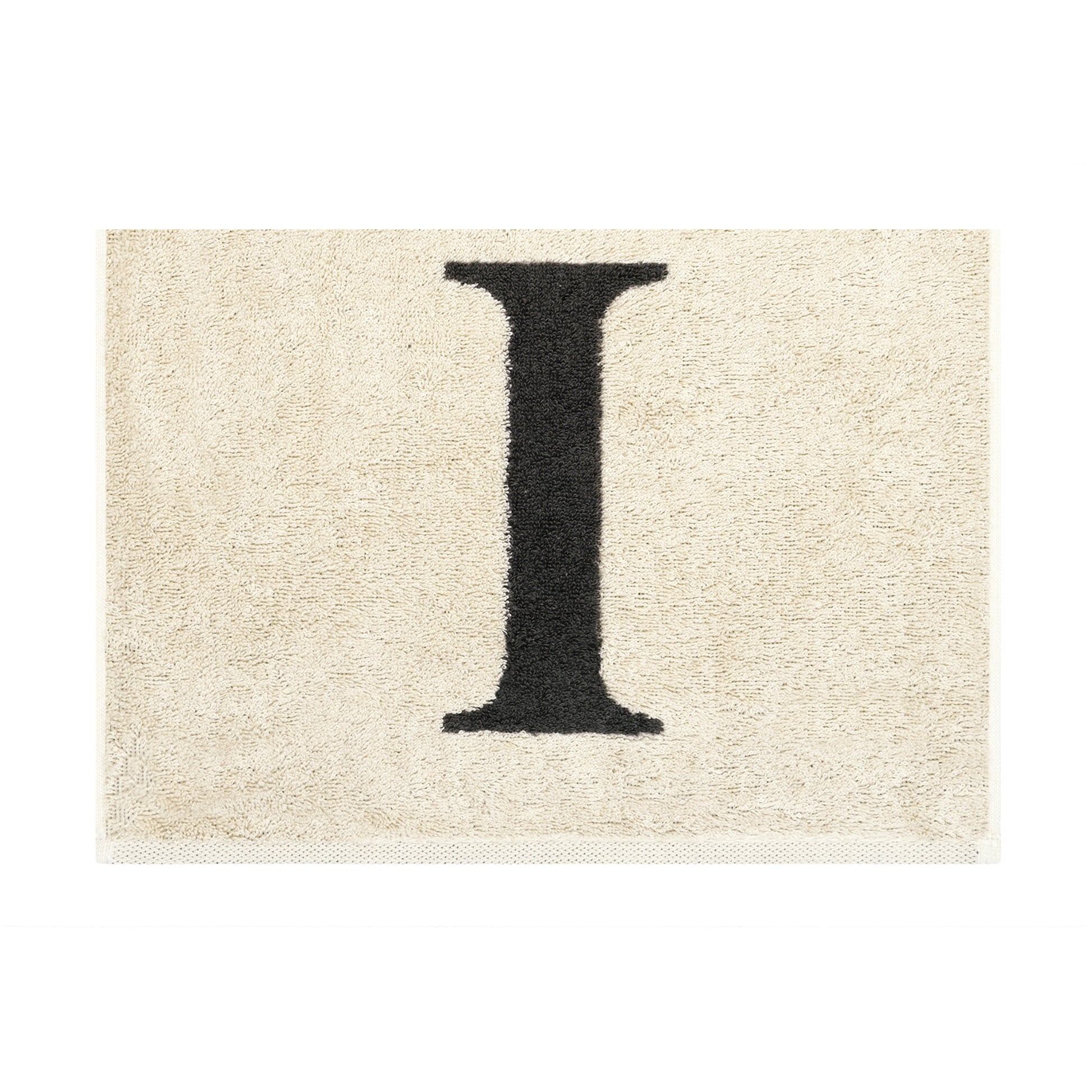 2er Set - Kleines Handtuch mit Buchstabe "I" – Natur / Dunkelgrau