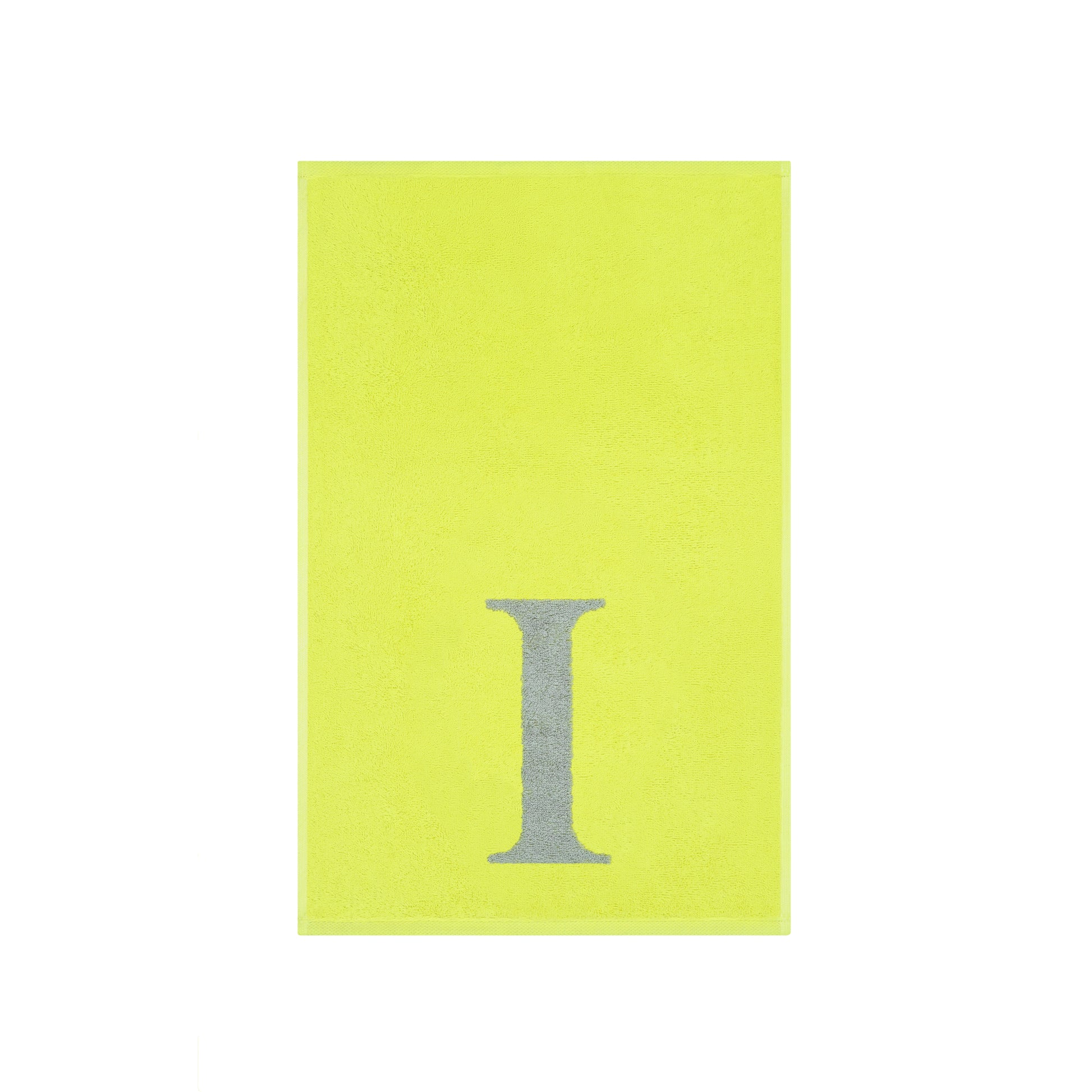2er Set - Kleines Handtuch mit Buchstabe "I" – Silber / Lime