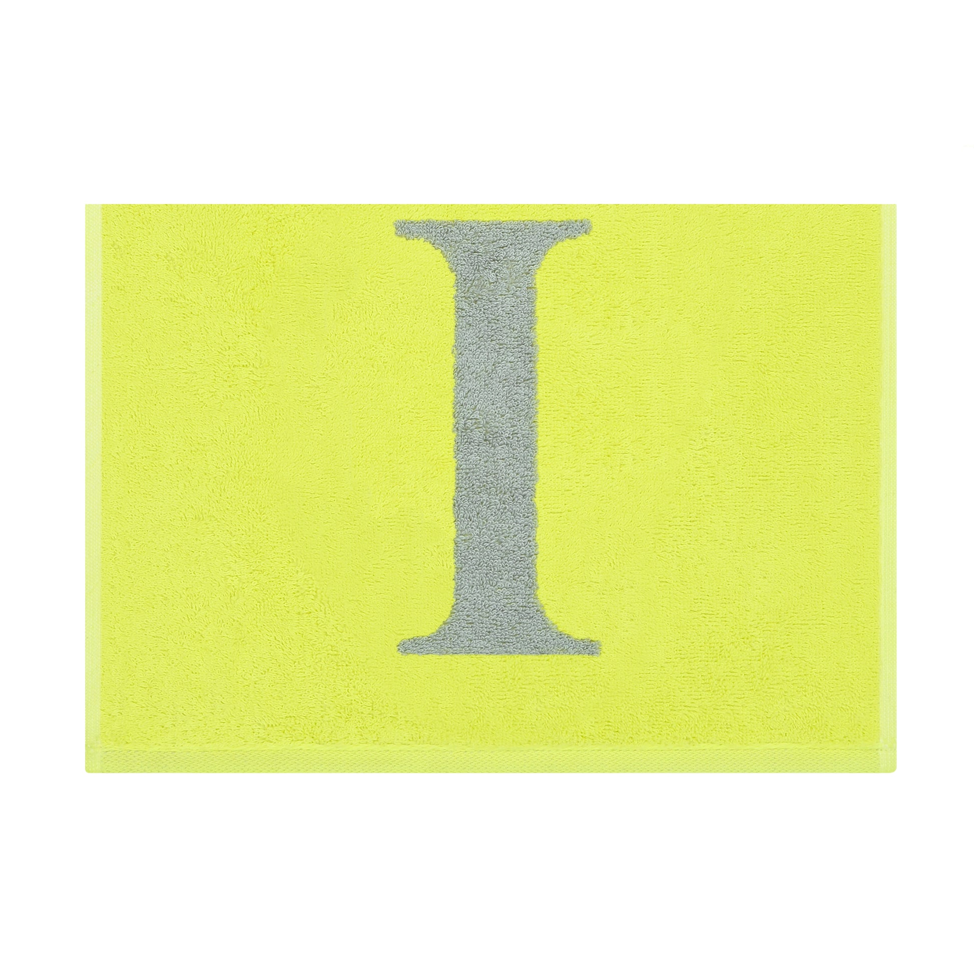2er Set - Kleines Handtuch mit Buchstabe "I" – Silber / Lime