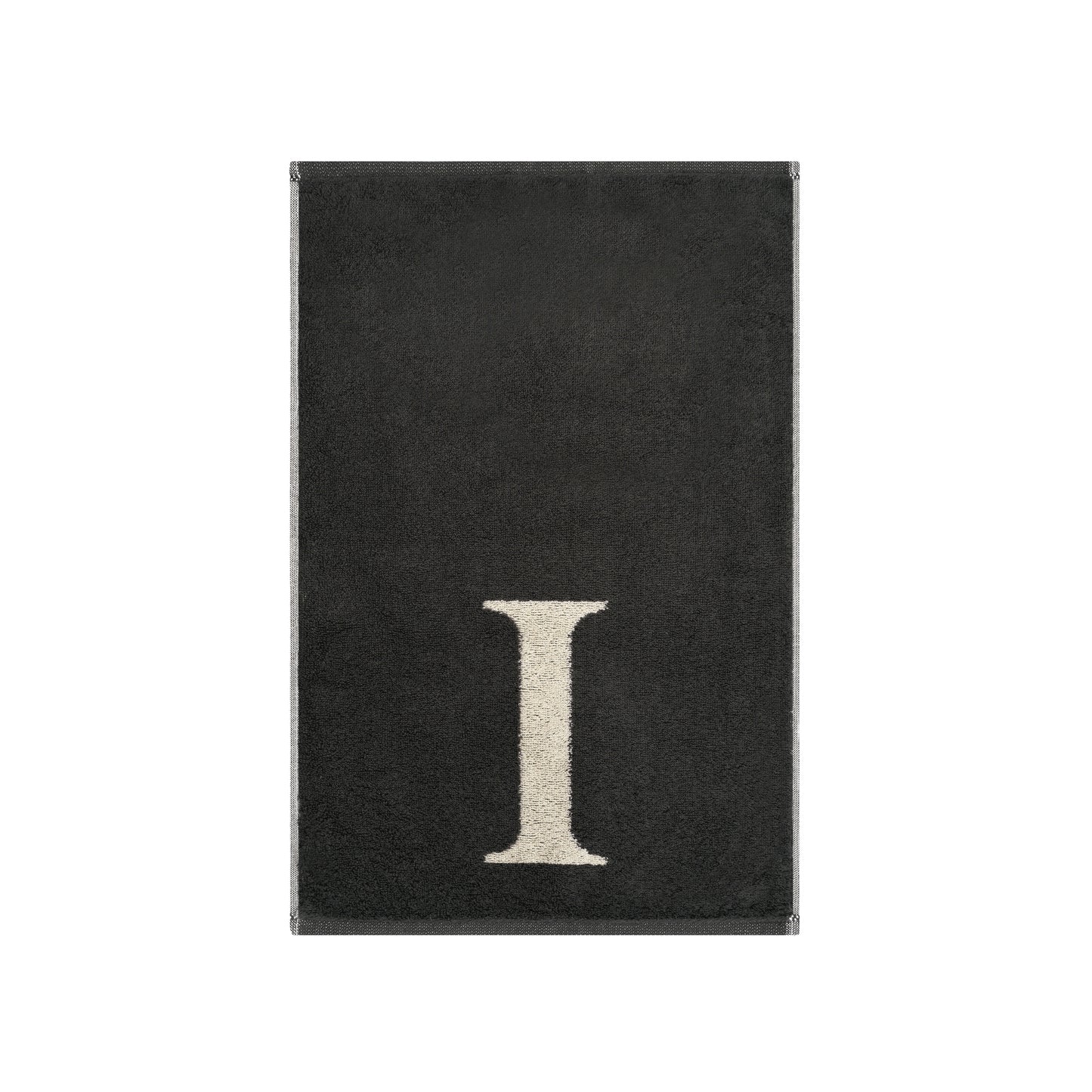 2er Set - Kleines Handtuch mit Buchstabe "I" – Natur / Dunkelgrau